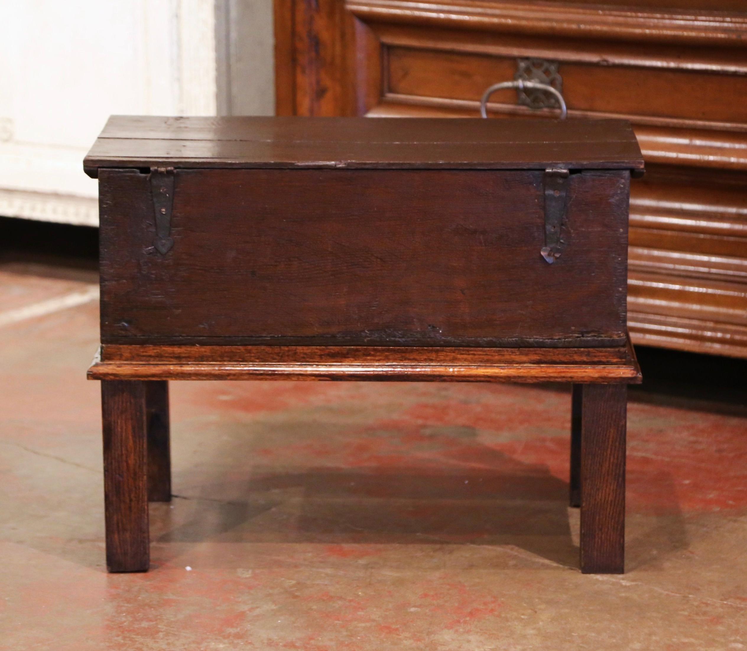 Mid-19th Century English Carved Oak Bible Box Trunk Side Table on Stand 10