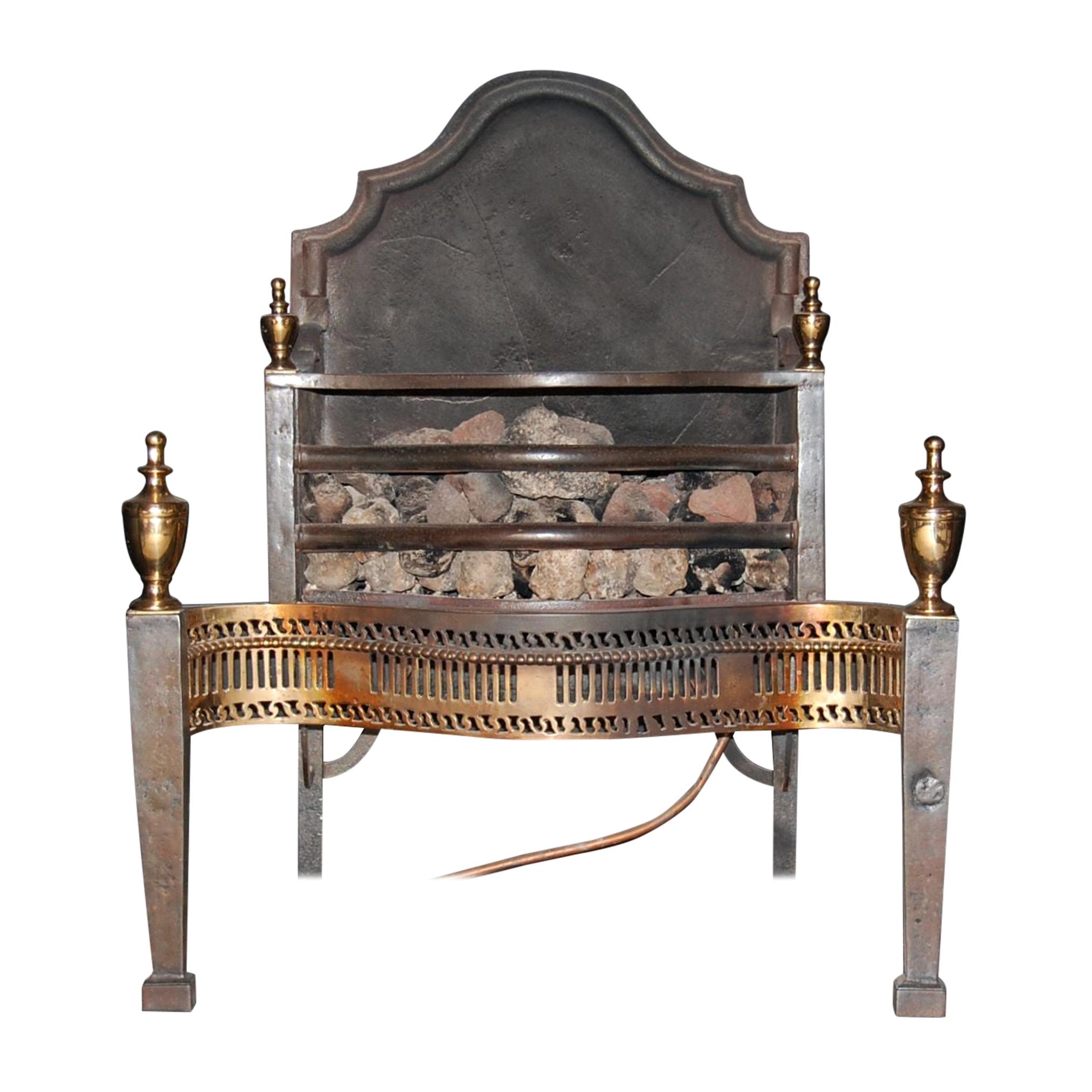 Mid-19th Century English Cast Iron, Steel and Brass Fireplace Insert For Sale