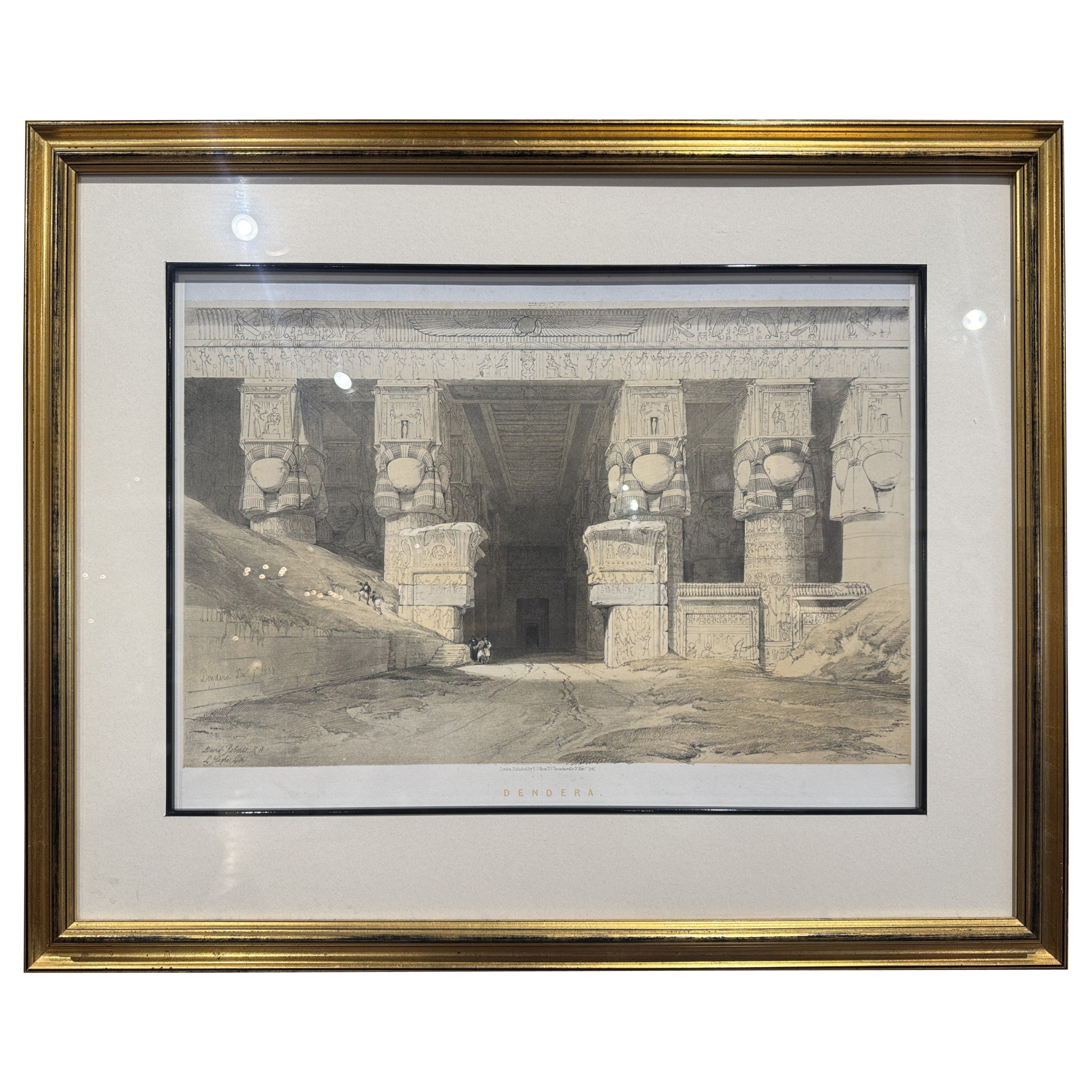 Mid 19th Century English Classical "Dendura" Engraving in Gilt Frame with Glass