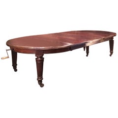 Mid-19th Century English Extension Mahogany Dining Room Table with 24 Seats