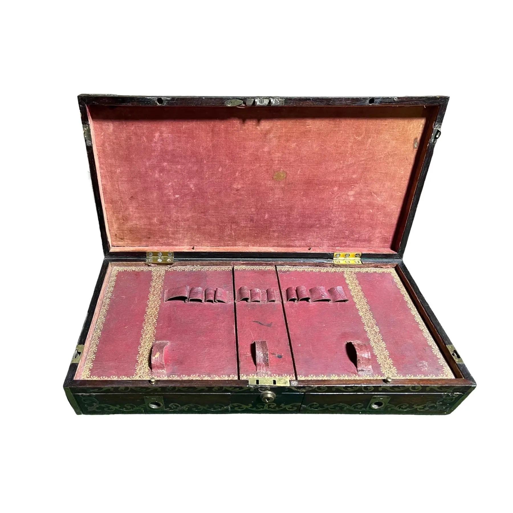 Inlay Mid 19th Century English Gentleman’s Traveling Chest by J.Braman, Circa 1860 For Sale