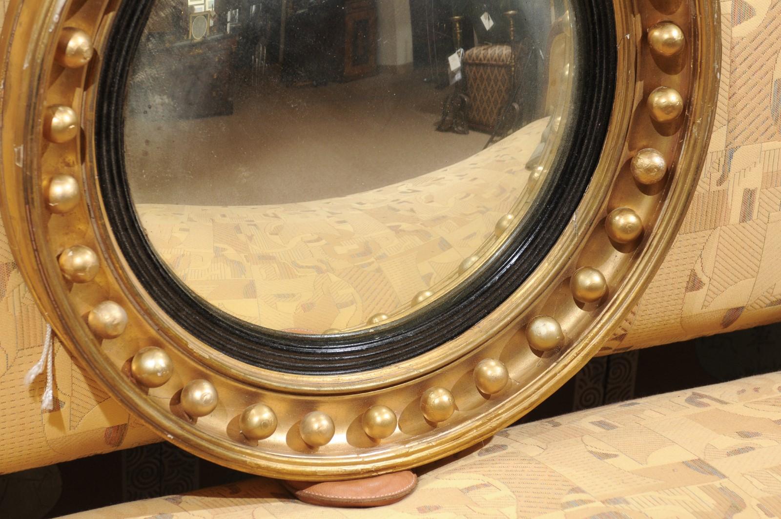 Mid-19th Century English Giltwood Bull's Eye Mirror with Convex Mirror 2