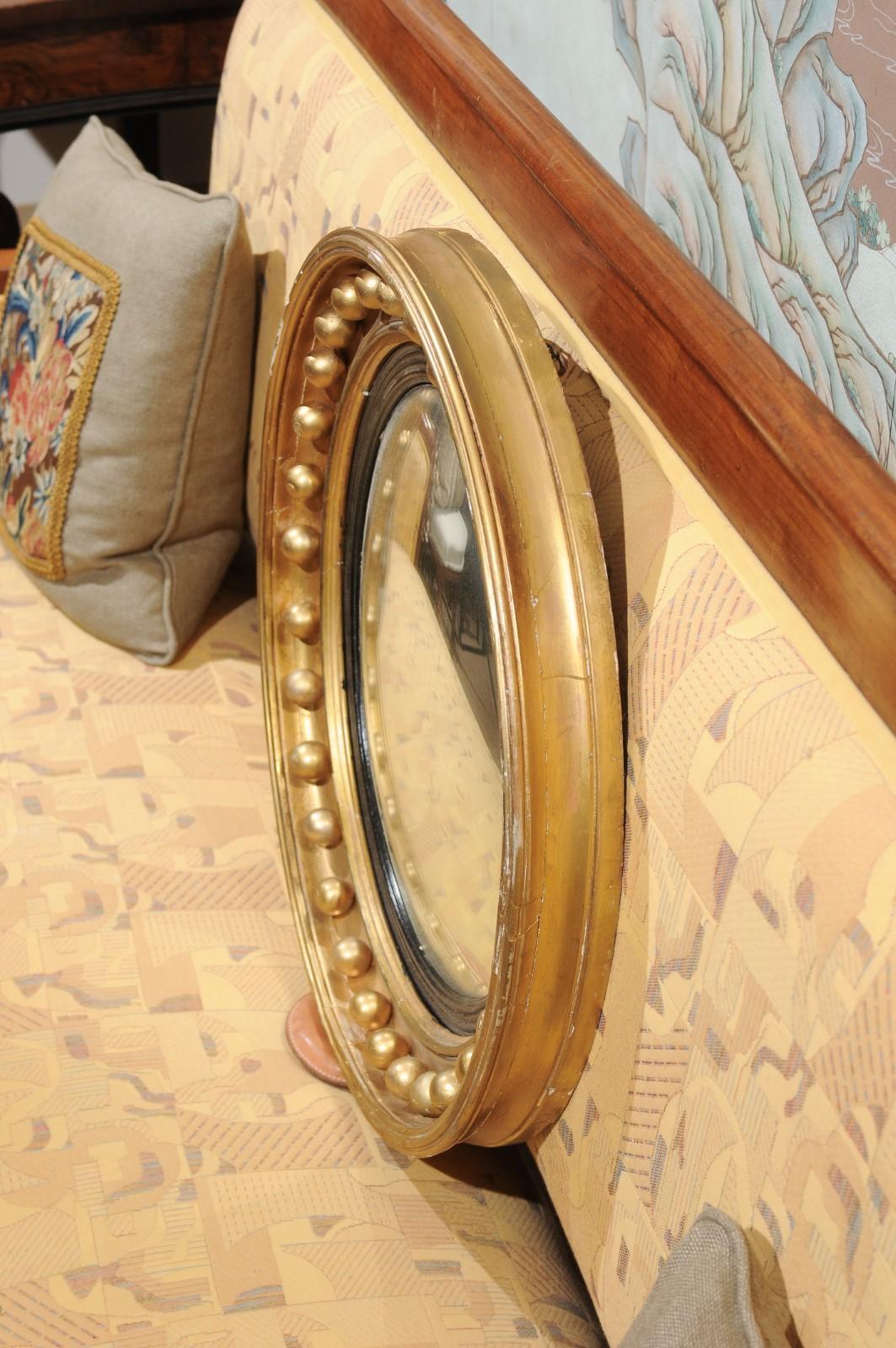 Mid-19th Century English Giltwood Bull's Eye Mirror with Convex Mirror 4
