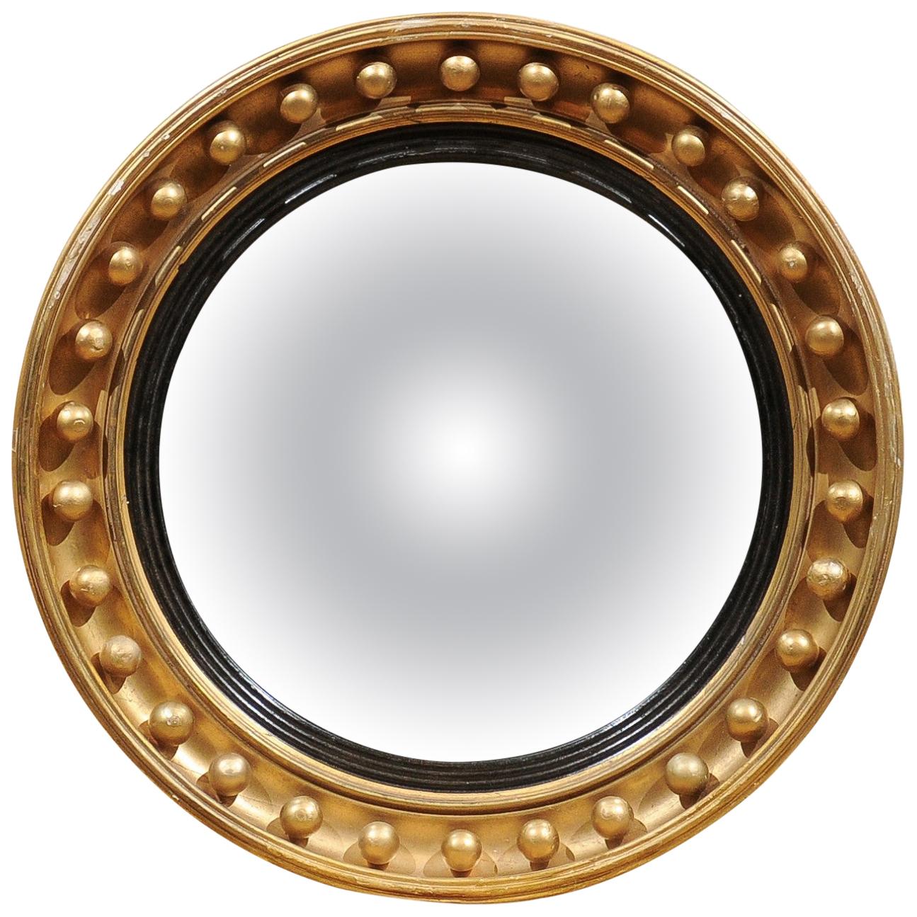 Mid-19th Century English Giltwood Bull's Eye Mirror with Convex Mirror