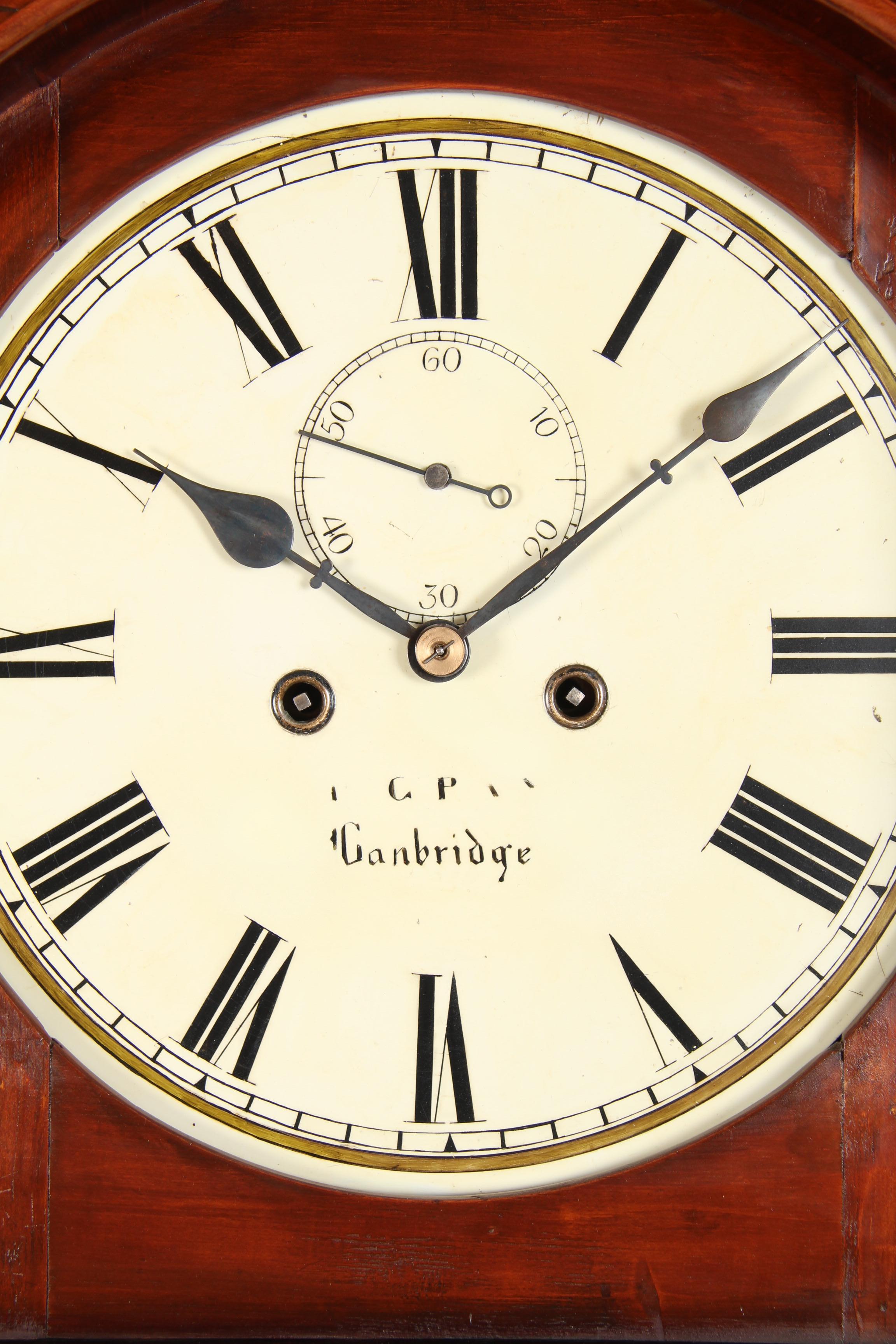 Mid 19th Century English Grandfather Clock with Painted Round Dial For Sale 1