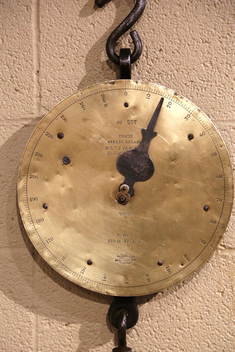 Mid19th Century English Iron and Copper Hanging Trade Spring Balance