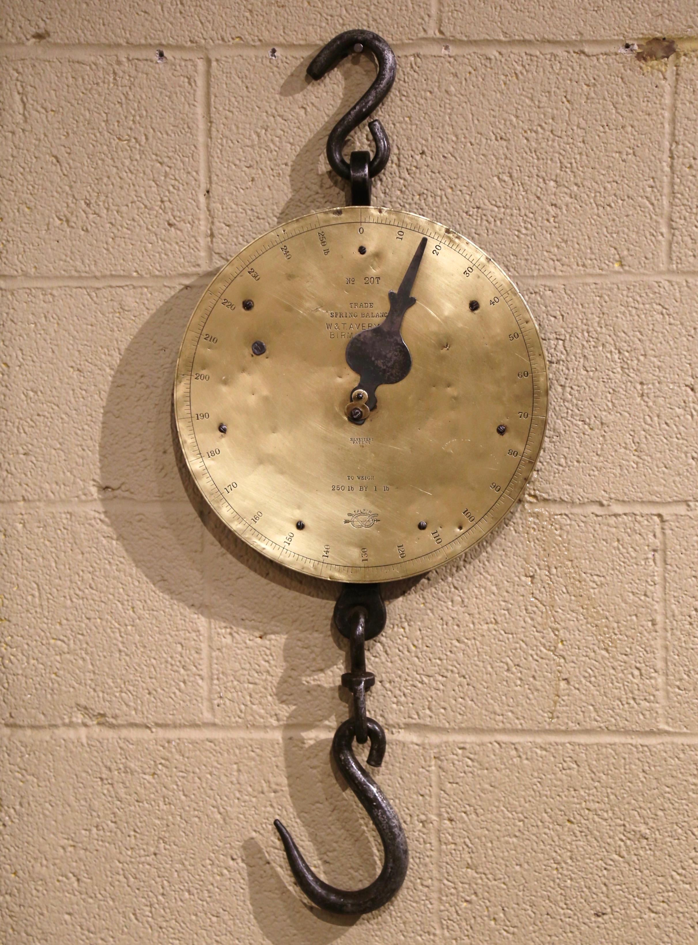 Mid-19th Century English Iron and Copper Hanging Trade Spring Balance For Sale 1