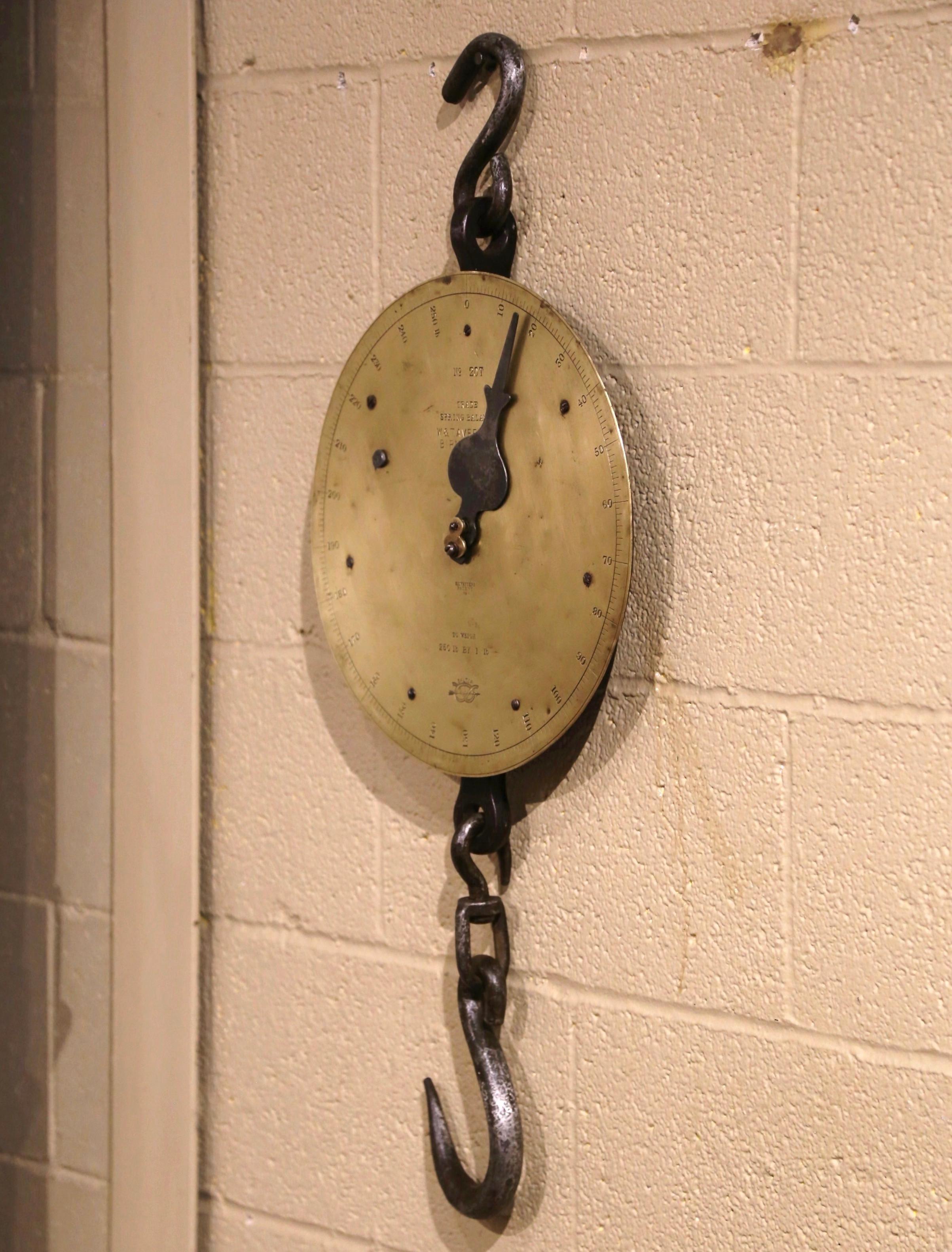 Mid-19th Century English Iron and Copper Hanging Trade Spring Balance For Sale 5