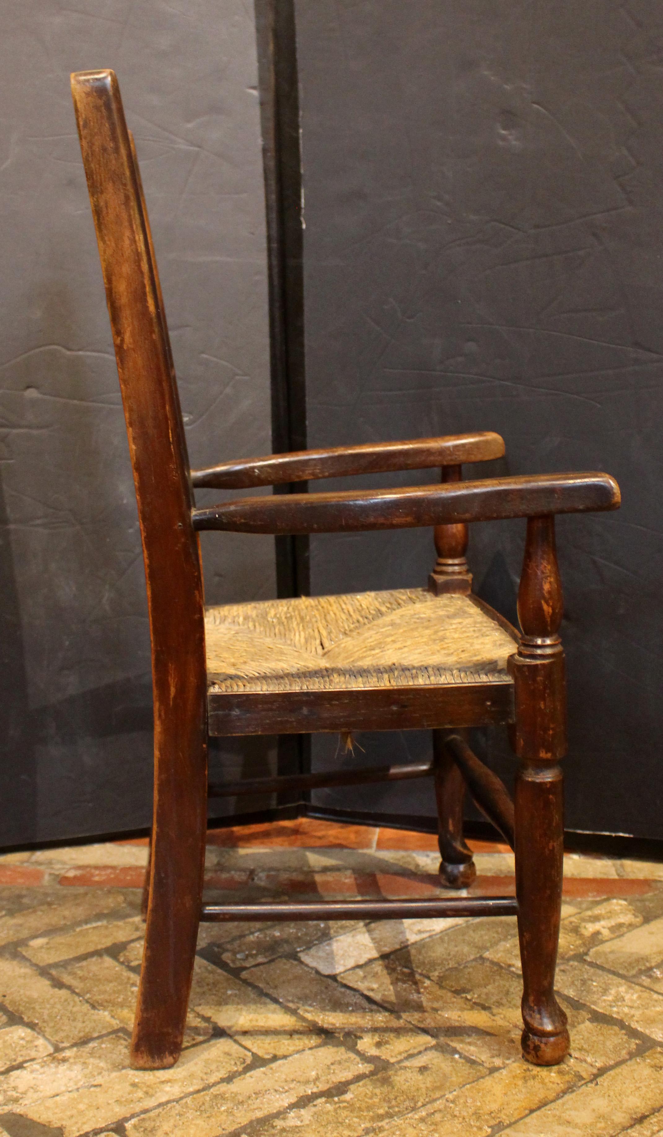 Rush Mid-19th Century English Lancashire Child's Arm Chair