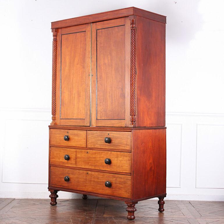 William IV Mid-19th Century English Mahogany Linen Press