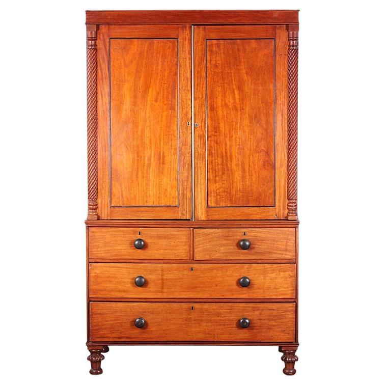 Mid-19th Century English Mahogany Linen Press