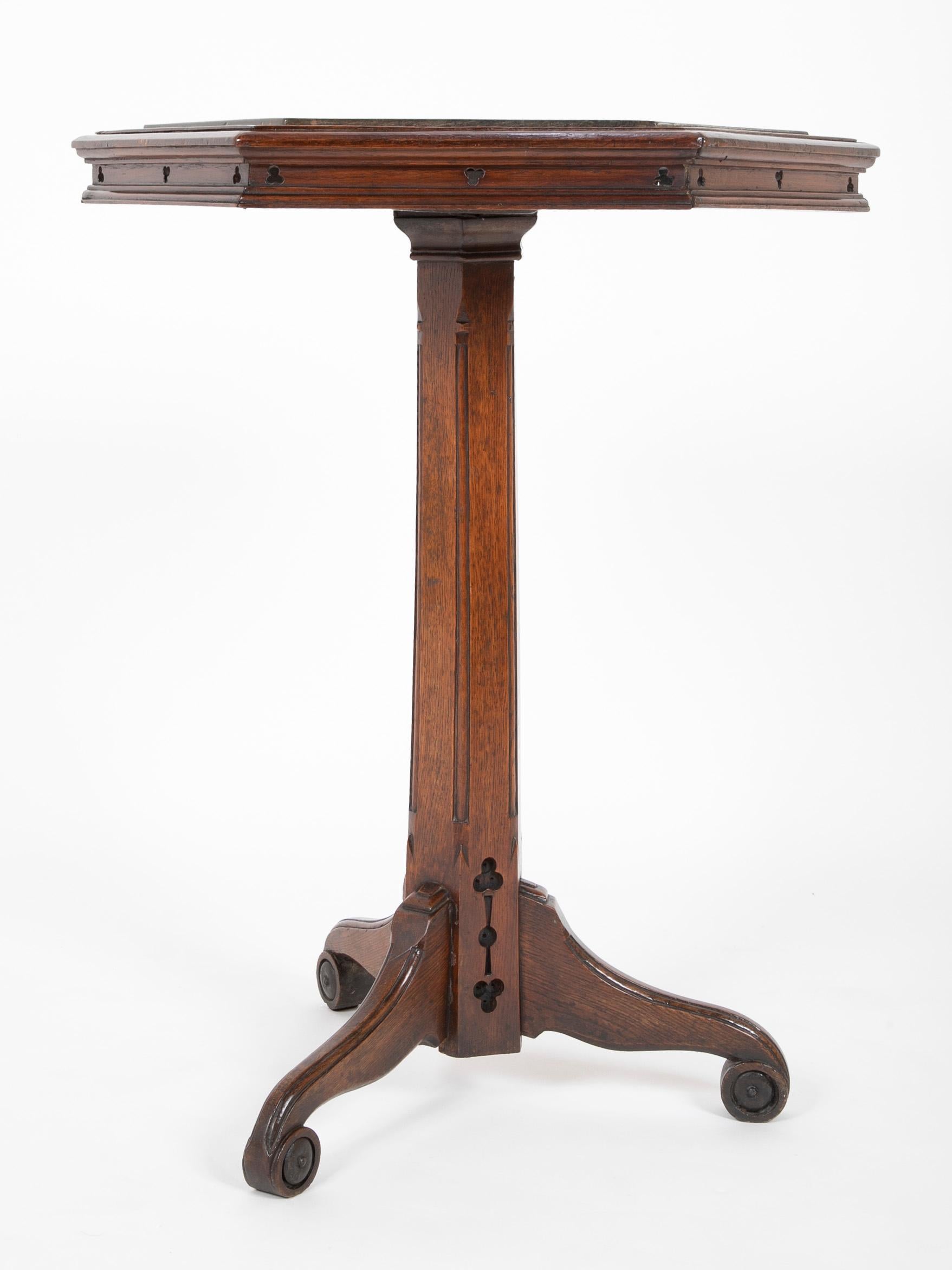 Mid 19th Century English Oak & Marble Top Occasional Table For Sale 1