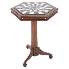 Used Mid 19th Century English Oak & Marble Top Occasional Table