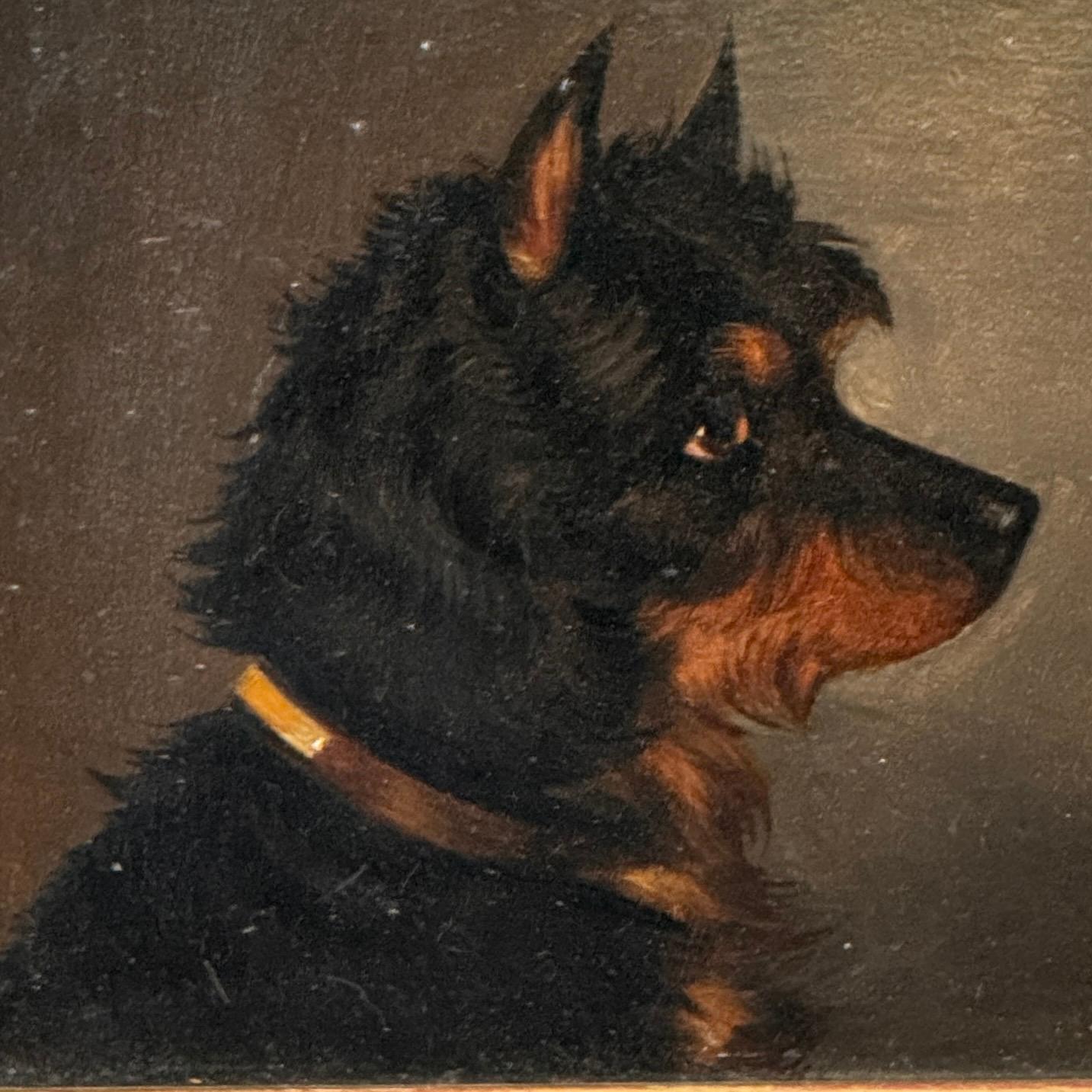 Mid 19th Century English Oil Portrait of a Black Terrier In Good Condition For Sale In Charlottesville, VA