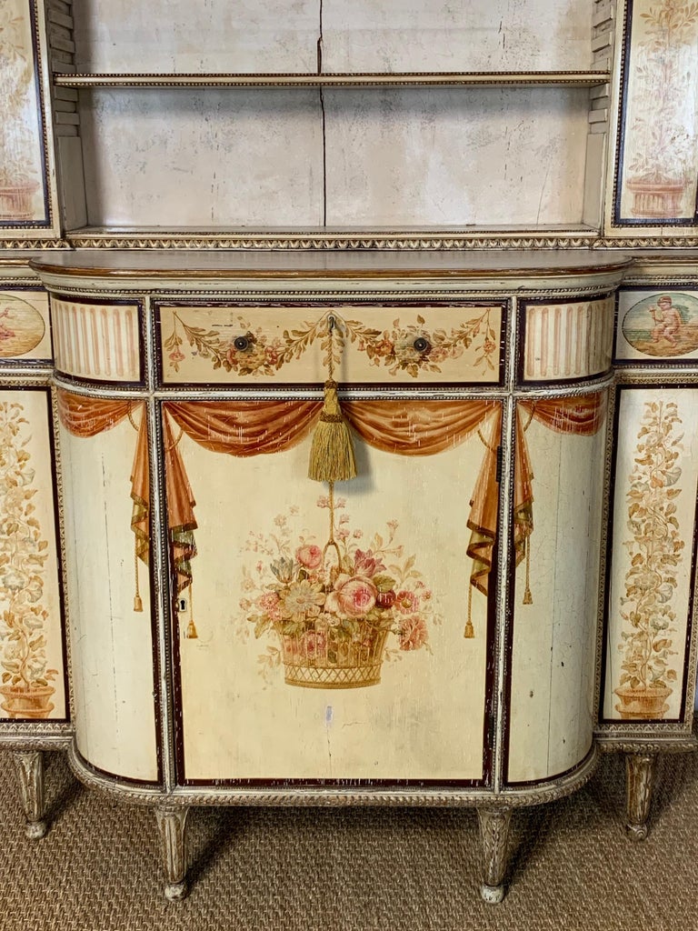 Mid19th Century English Paint Decorated StepBack Cupboard For Sale at 1stdibs