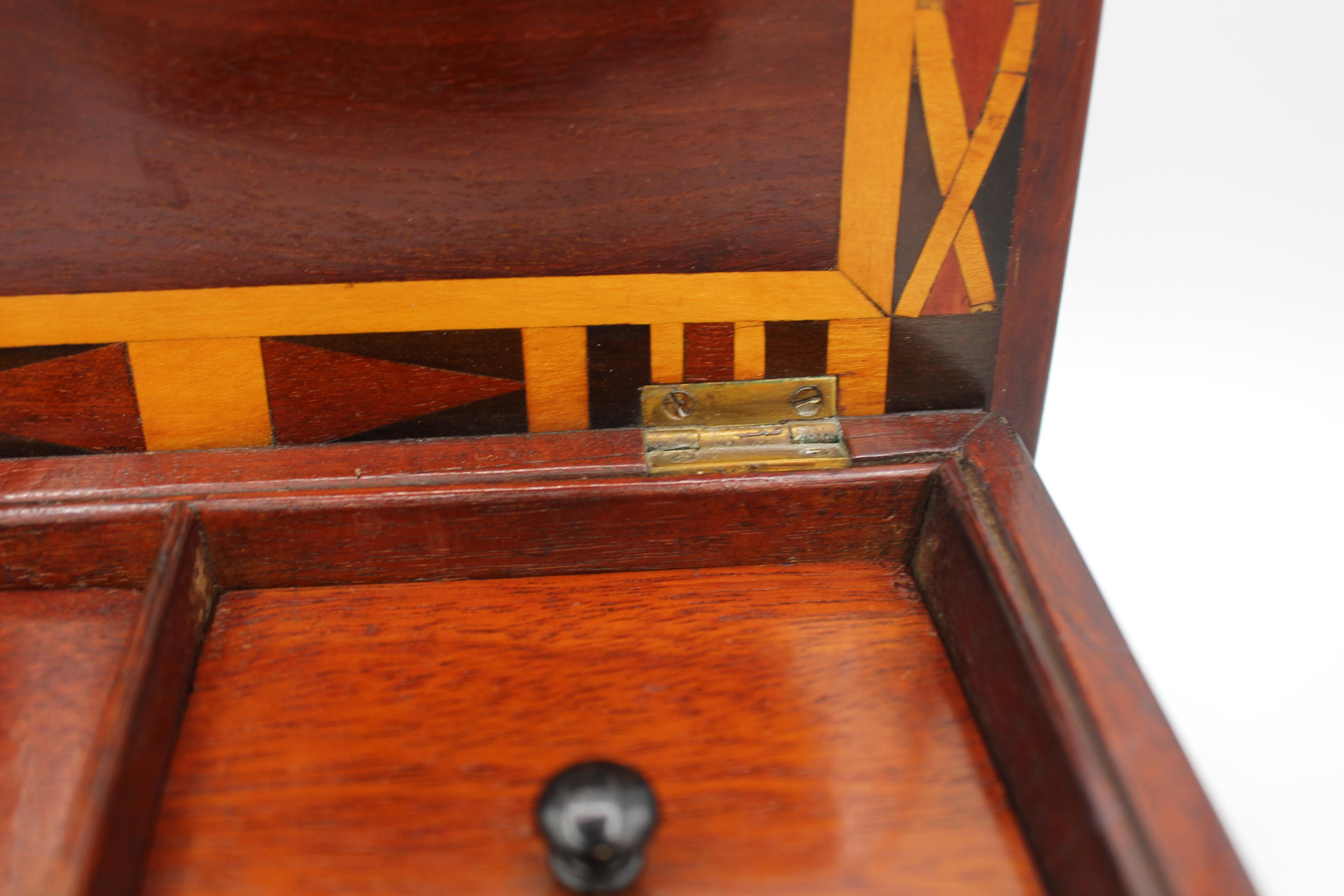 Mid-19th Century English Parquetry Inlaid Tea Caddy 6