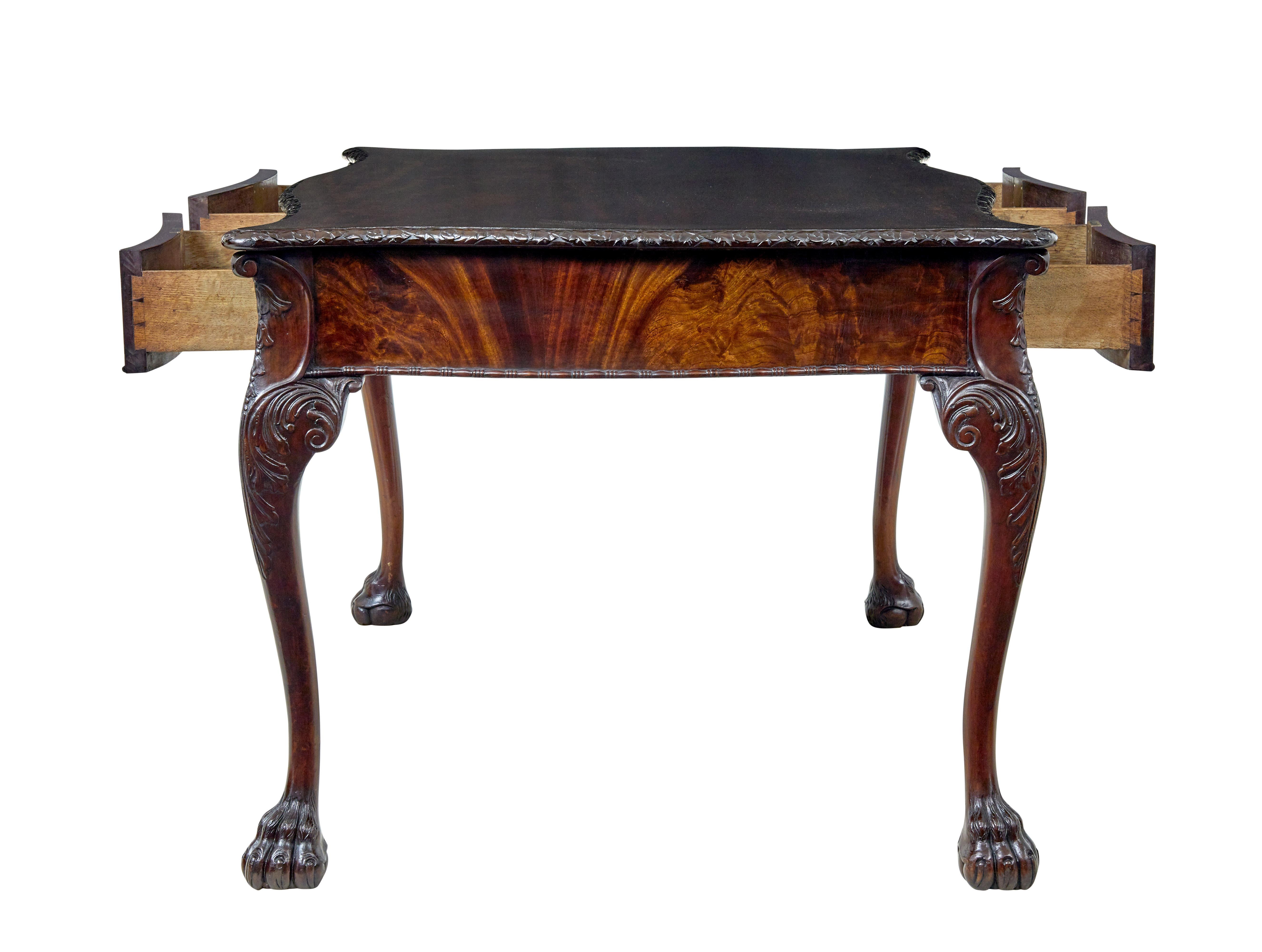 Mid 19th century English partners desk in the Chippendale taste In Good Condition For Sale In Debenham, Suffolk