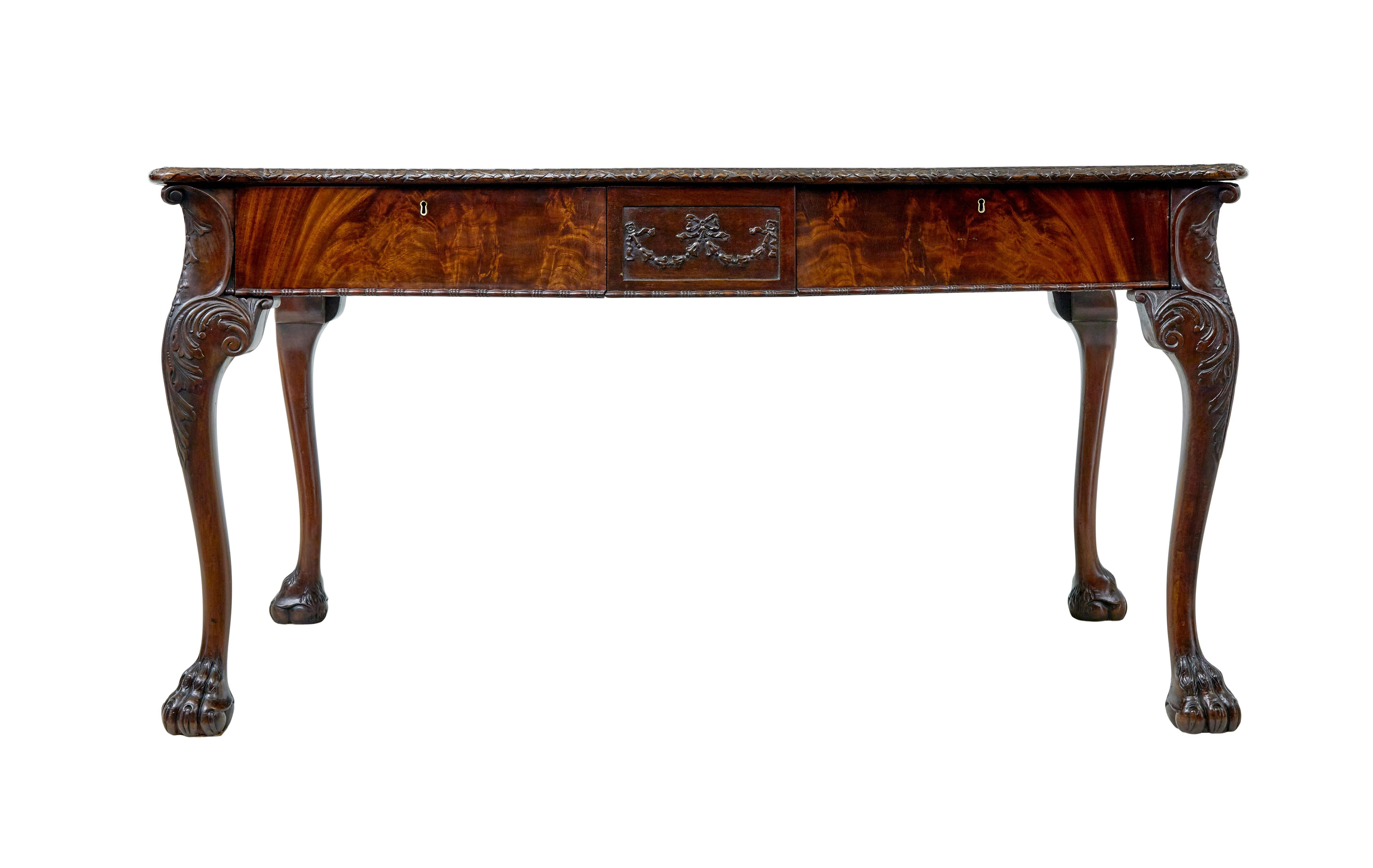 19th Century Mid 19th century English partners desk in the Chippendale taste For Sale