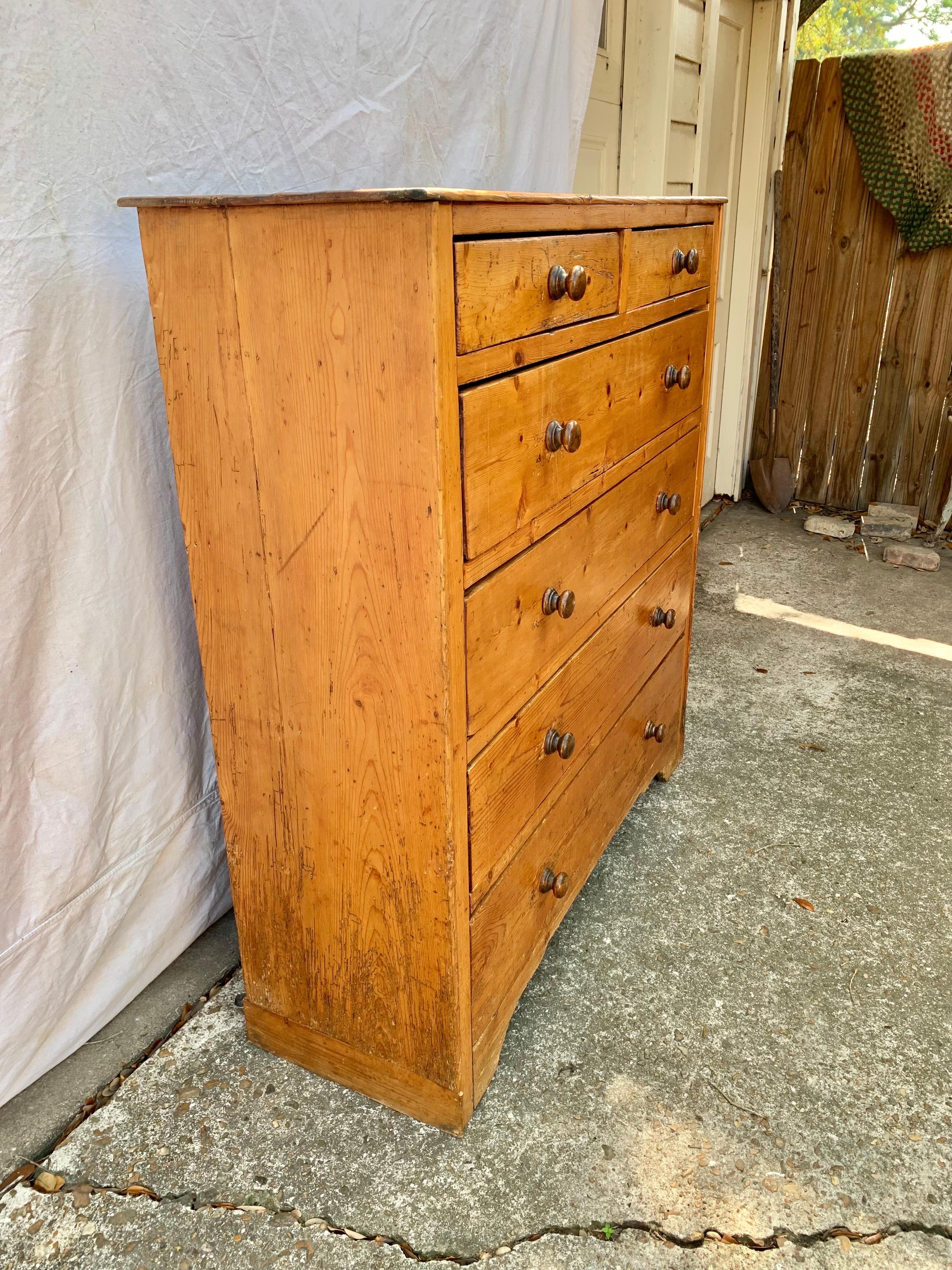 Hand-Crafted Mid 19th Century English Pine Chest of Drawers