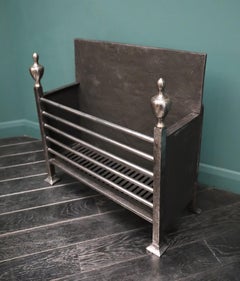 Mid-19th Century English Polished Wrought Railed Fire Basket
