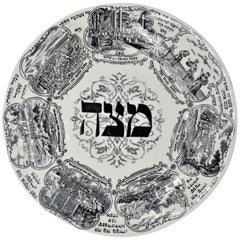 Antique Mid-19th Century English Pottery Passover Plate