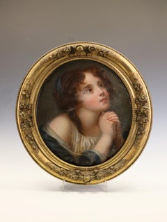 Mid-19th Century English School Oval Portrait of a Young Woman