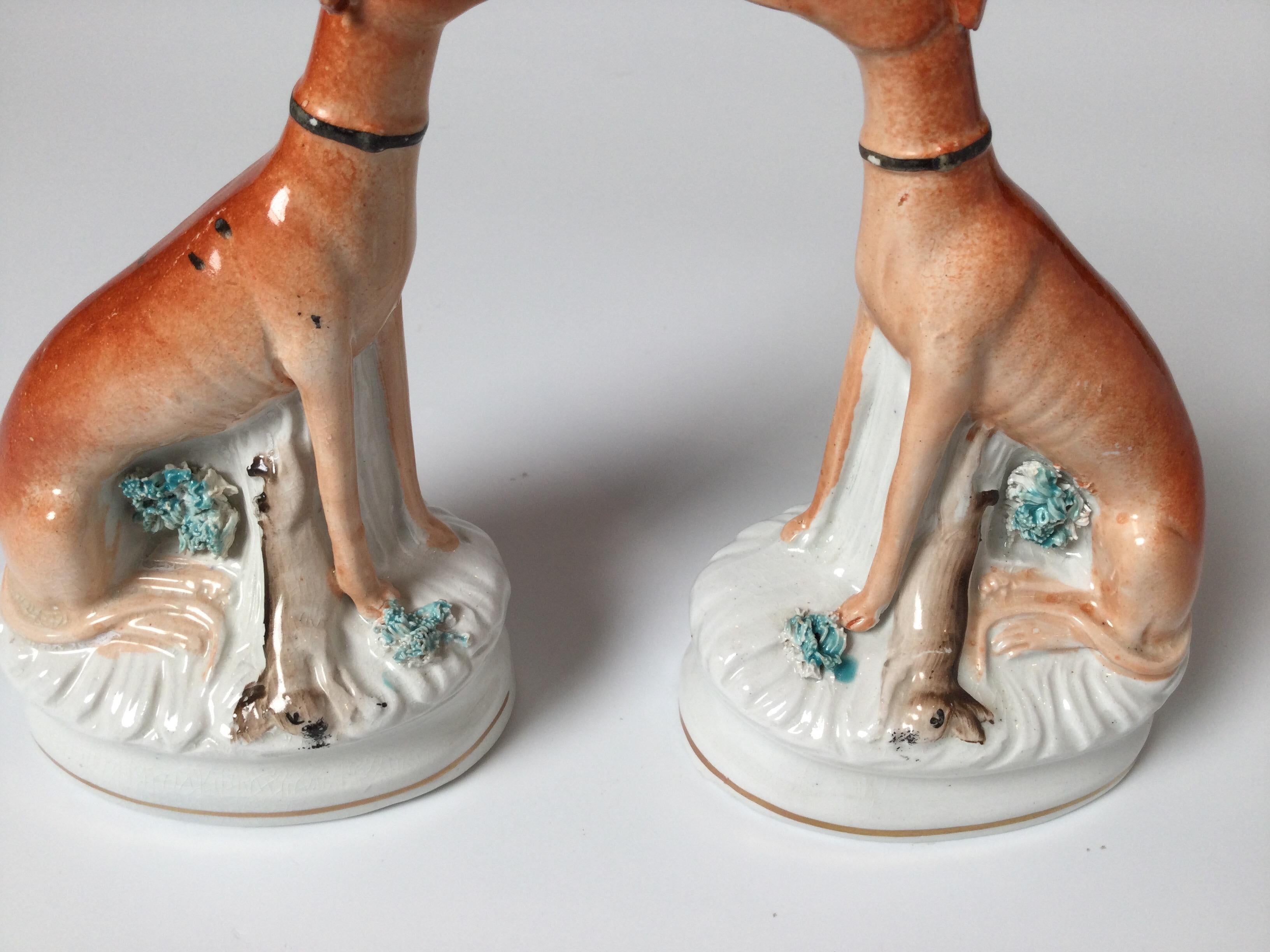 Mid 19th Century English Seated Greyhounds In Good Condition For Sale In Lambertville, NJ