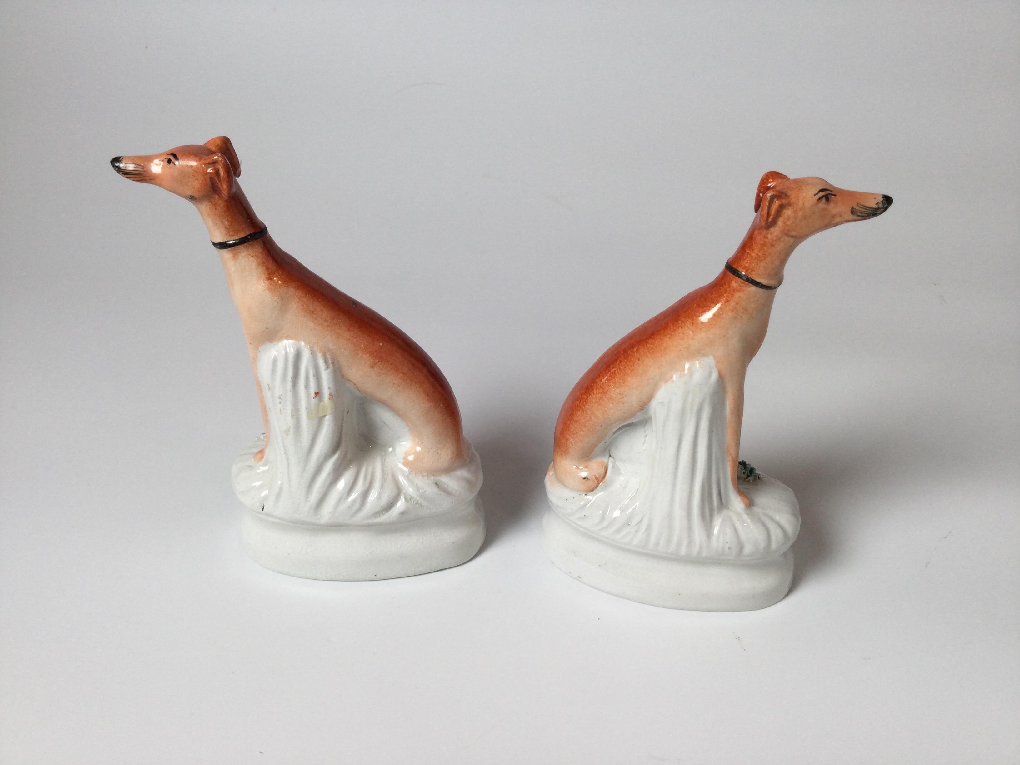 Ceramic Mid 19th Century English Seated Greyhounds For Sale