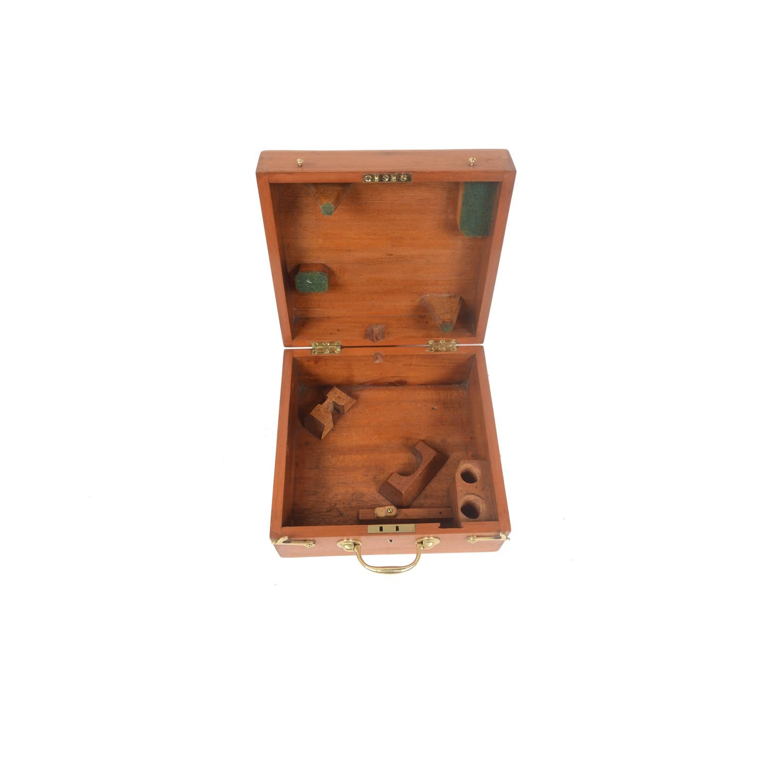 1850 Antique Nautical English Sextant of Burnished Brass with Mahogany Box UK  11