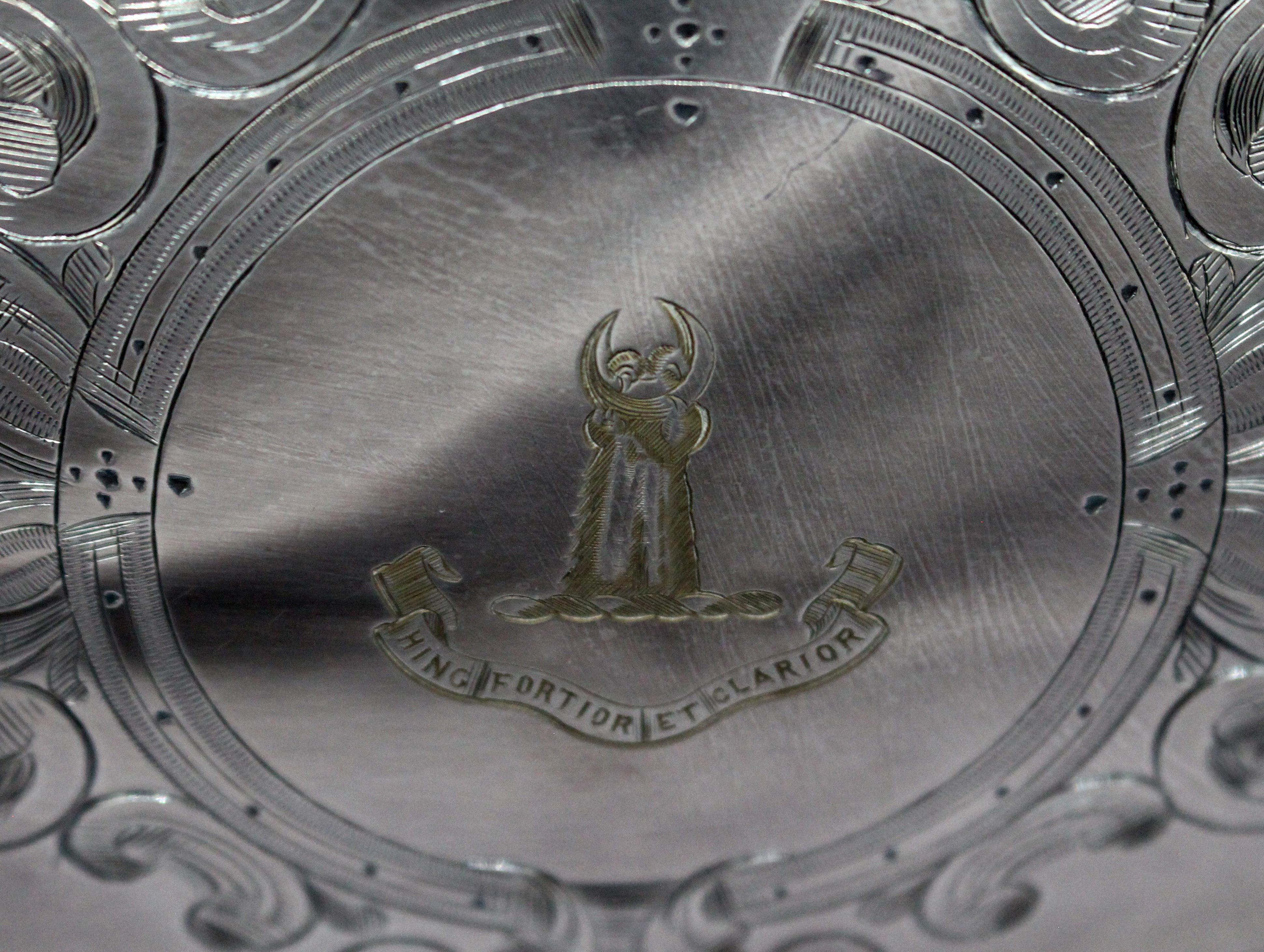 Mid-19th Century English Silver on Nickle Meat Cover by Thomas Bradbury & Sons For Sale 3