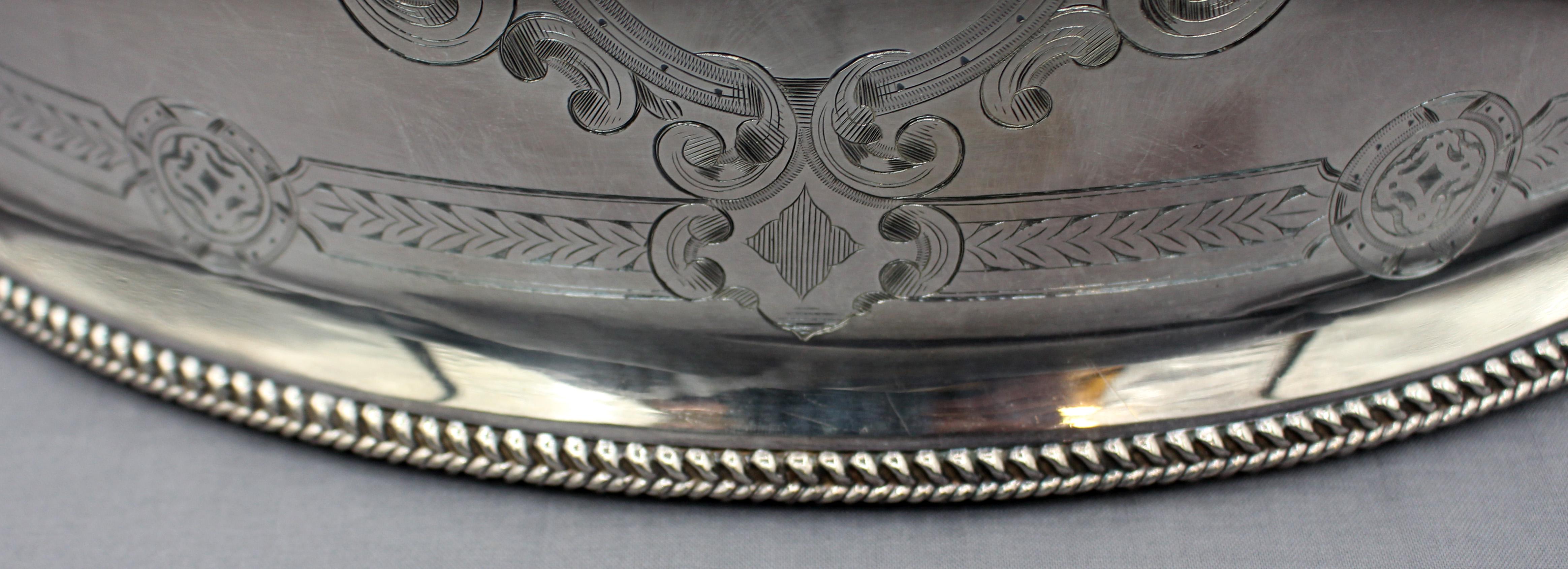 Mid-19th Century English Silver on Nickle Meat Cover by Thomas Bradbury & Sons For Sale 4