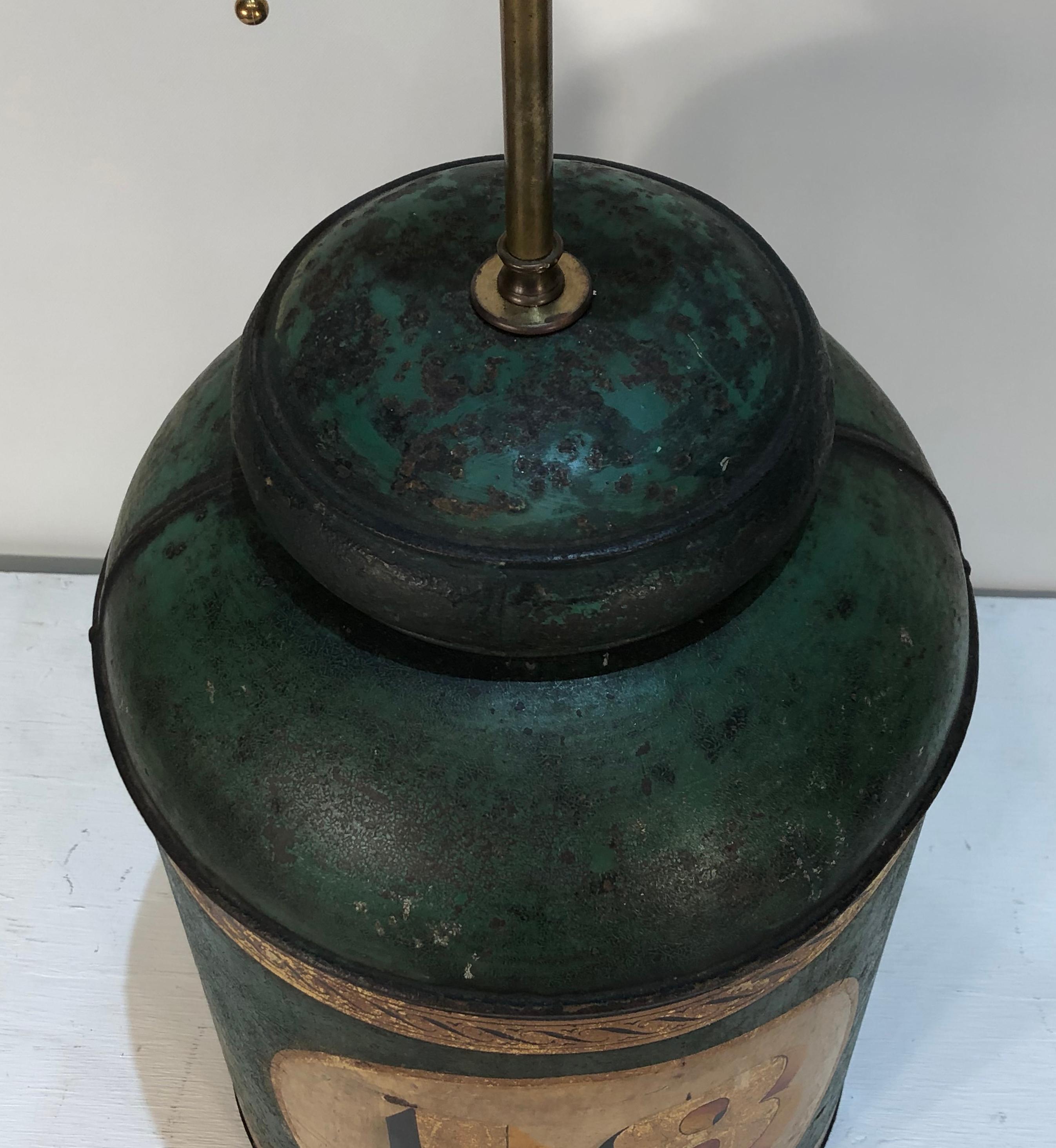 Mid-19th Century English Tole Spice or Tea Canister, Now as a Lamp 1