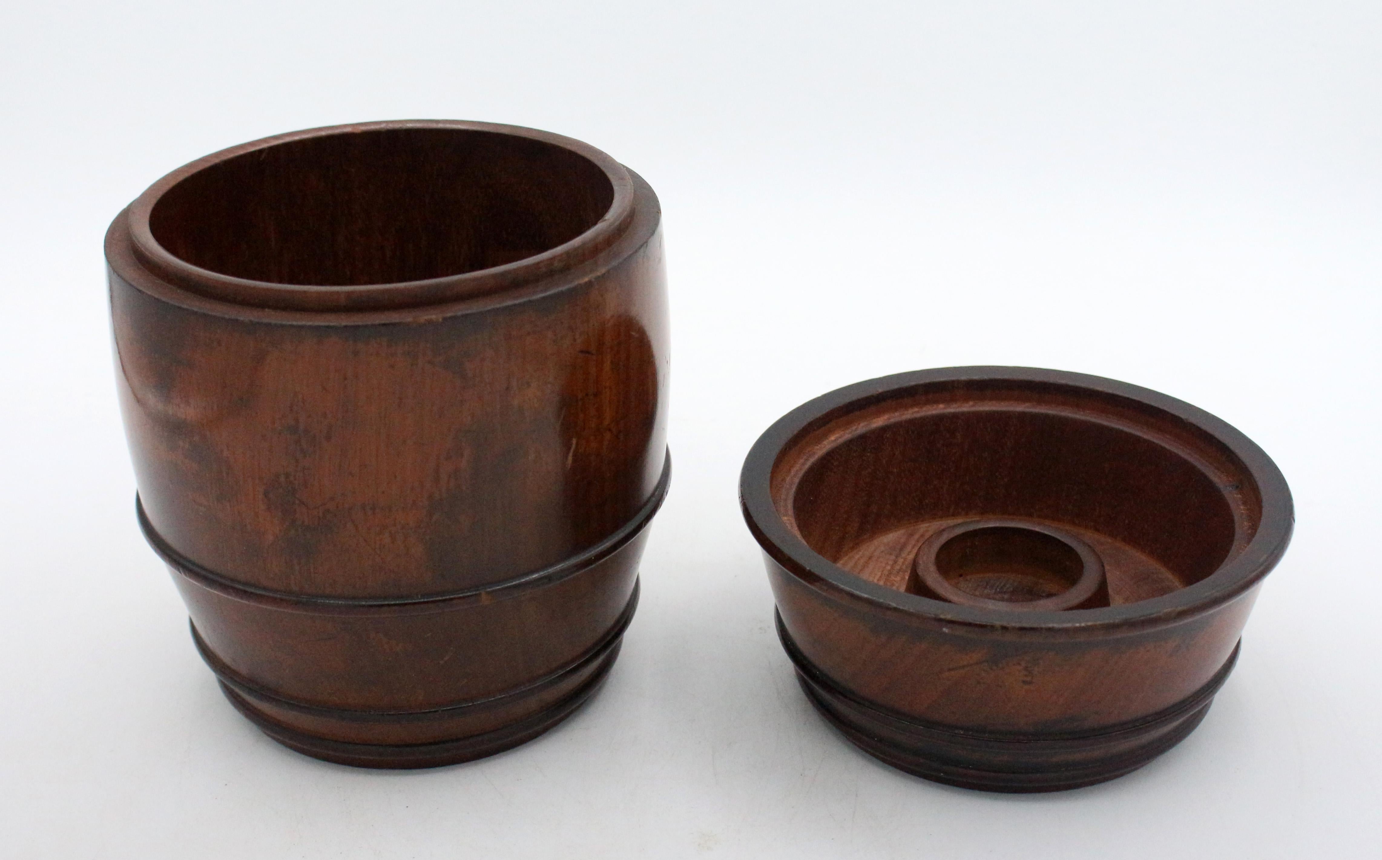 Victorian Mid-19th Century English Treen Tobacco Barrel Box