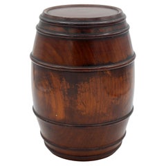 Antique Mid-19th Century English Treen Tobacco Barrel Box