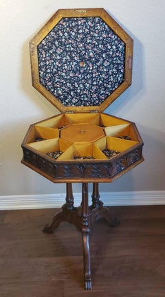 Mid 19th Century English Victorian Octagon Sewing Table