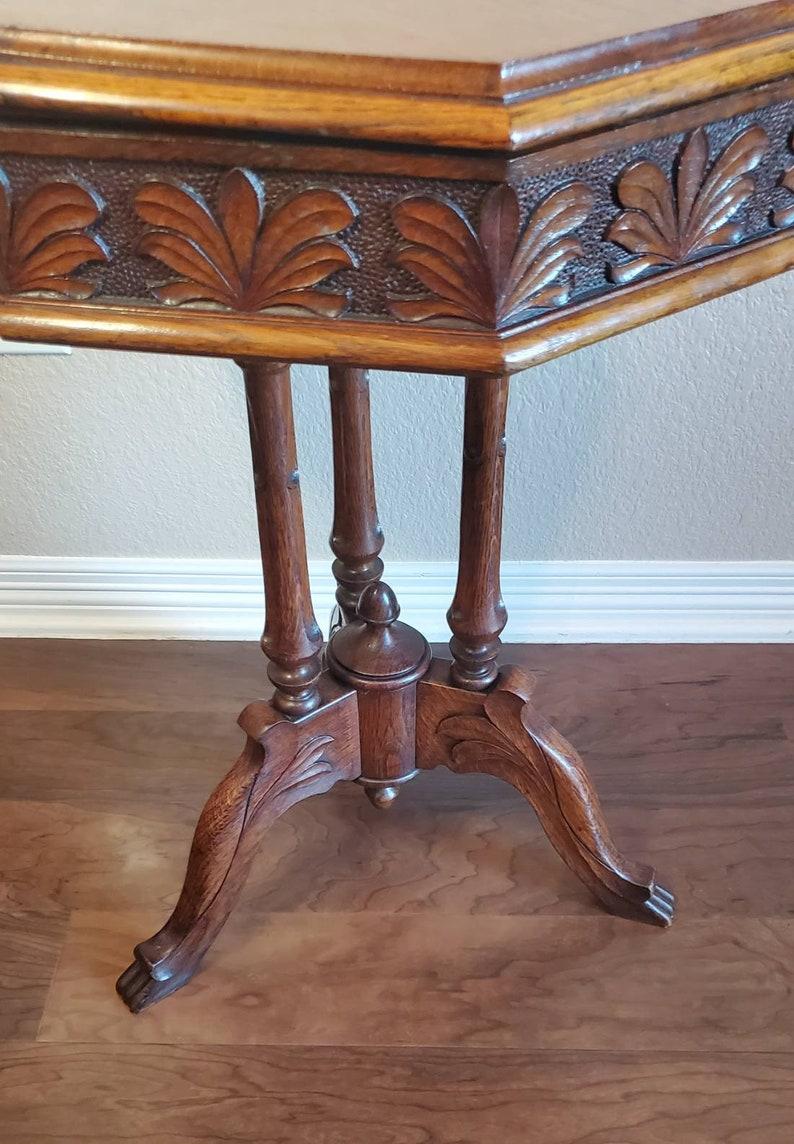 Mid 19th Century English Victorian Octagon Sewing Table For Sale 1