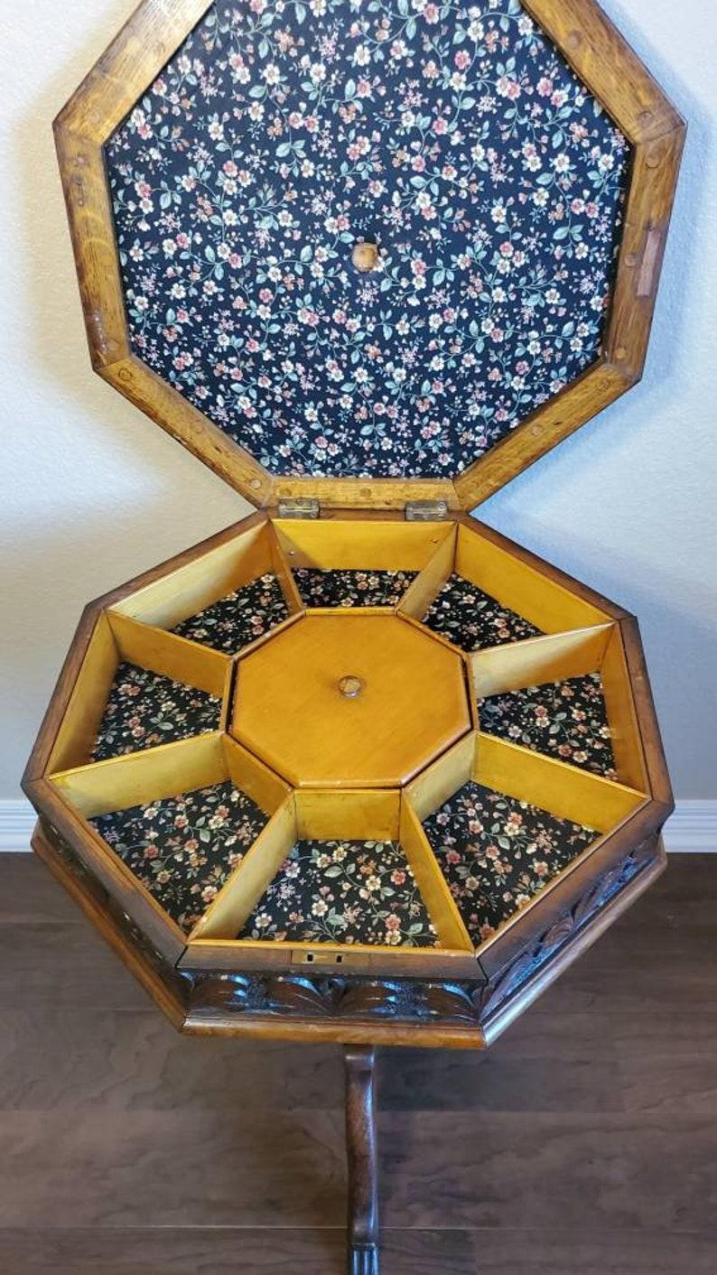 Mid 19th Century English Victorian Octagon Sewing Table For Sale 2