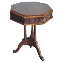 Antique Mid 19th Century English Victorian Octagon Sewing Table