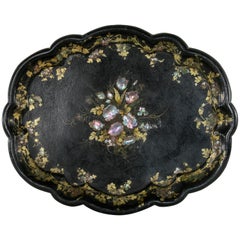 Mid-19th Century English Victorian Period Papier Mâché Tray with Mother-of-Pearl