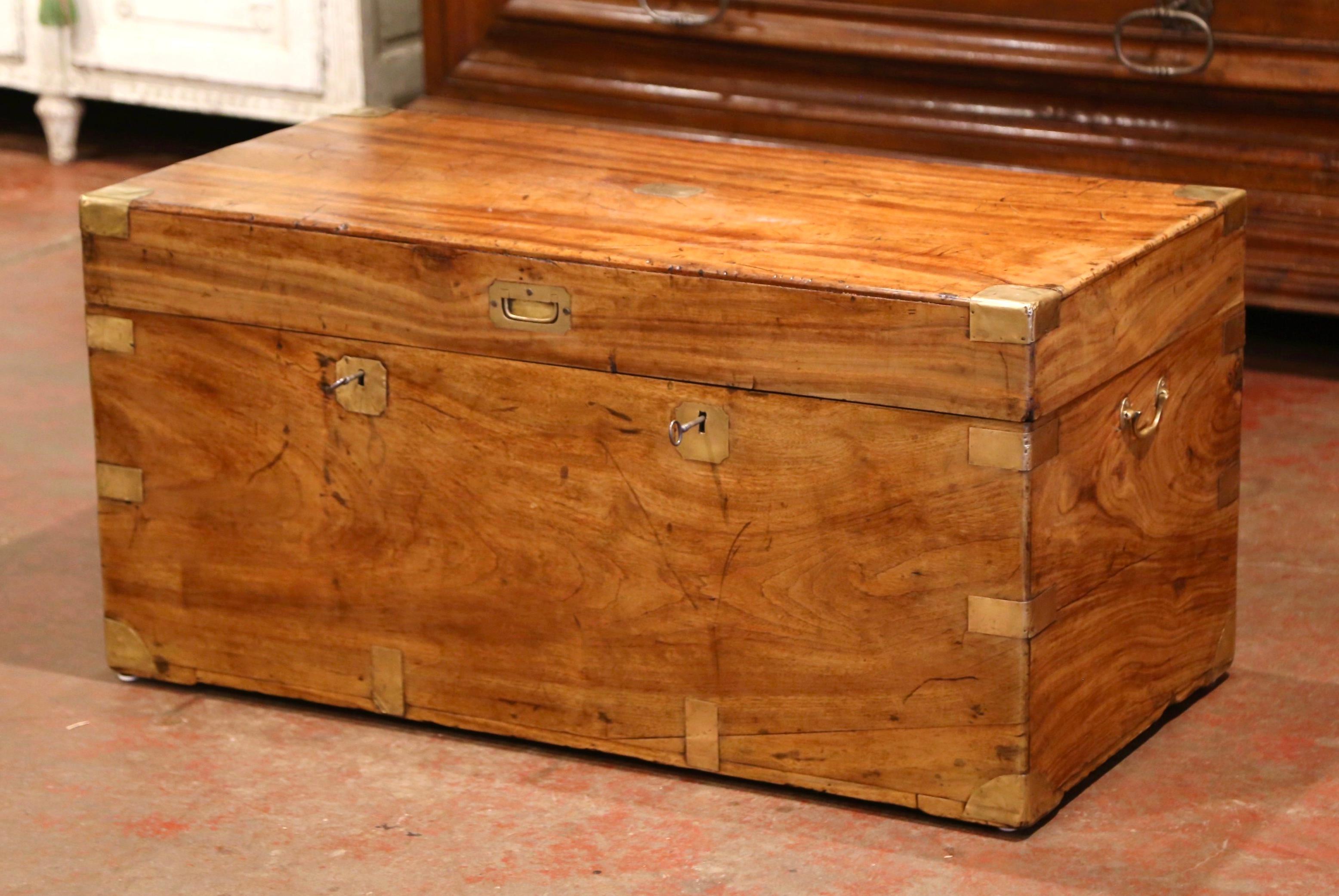 Mid-19th Century English Walnut and Brass Trunk Coffee Table 2