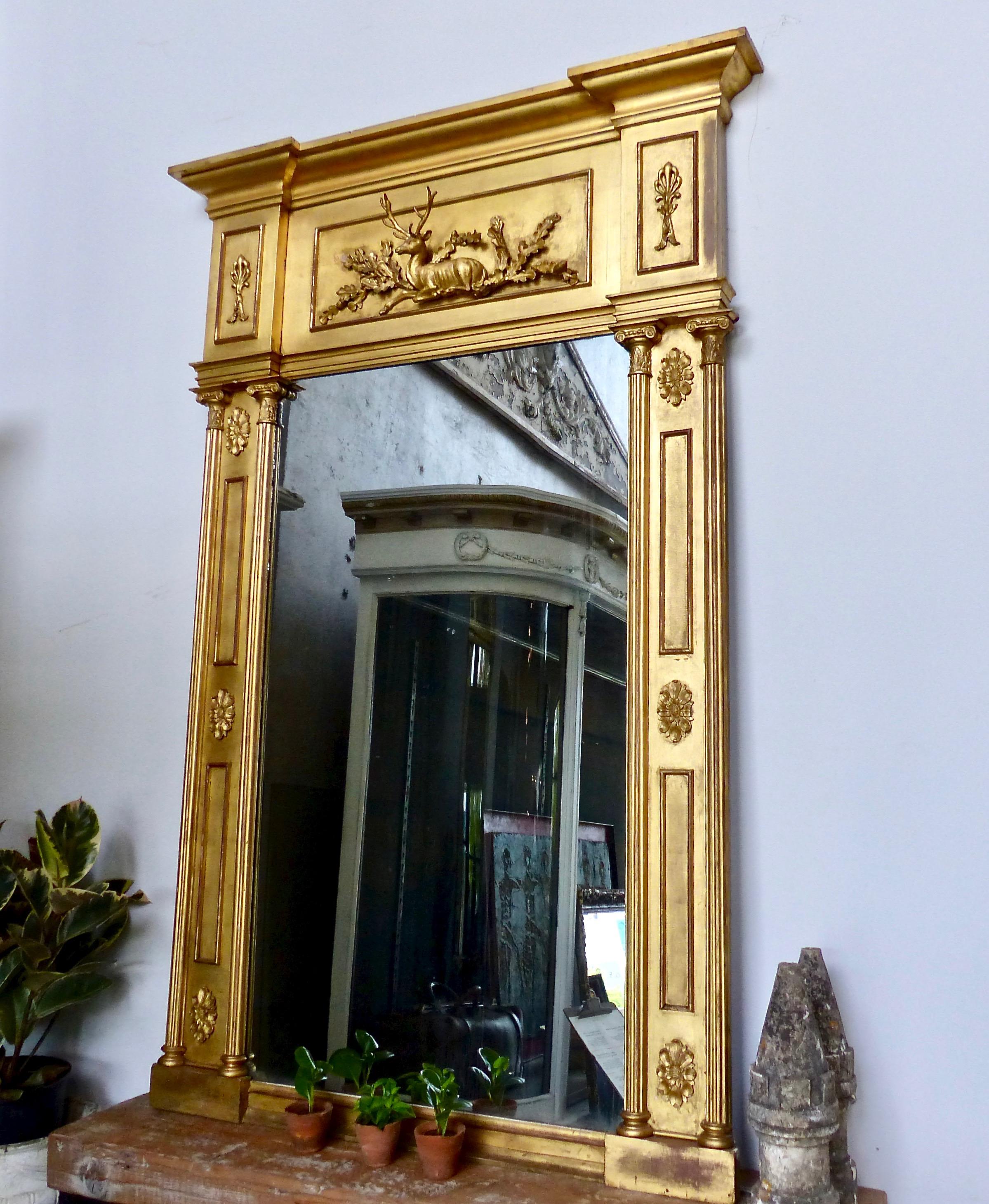 Mid-19th Century English Water Giltwood Regency Mantel Mirror 1