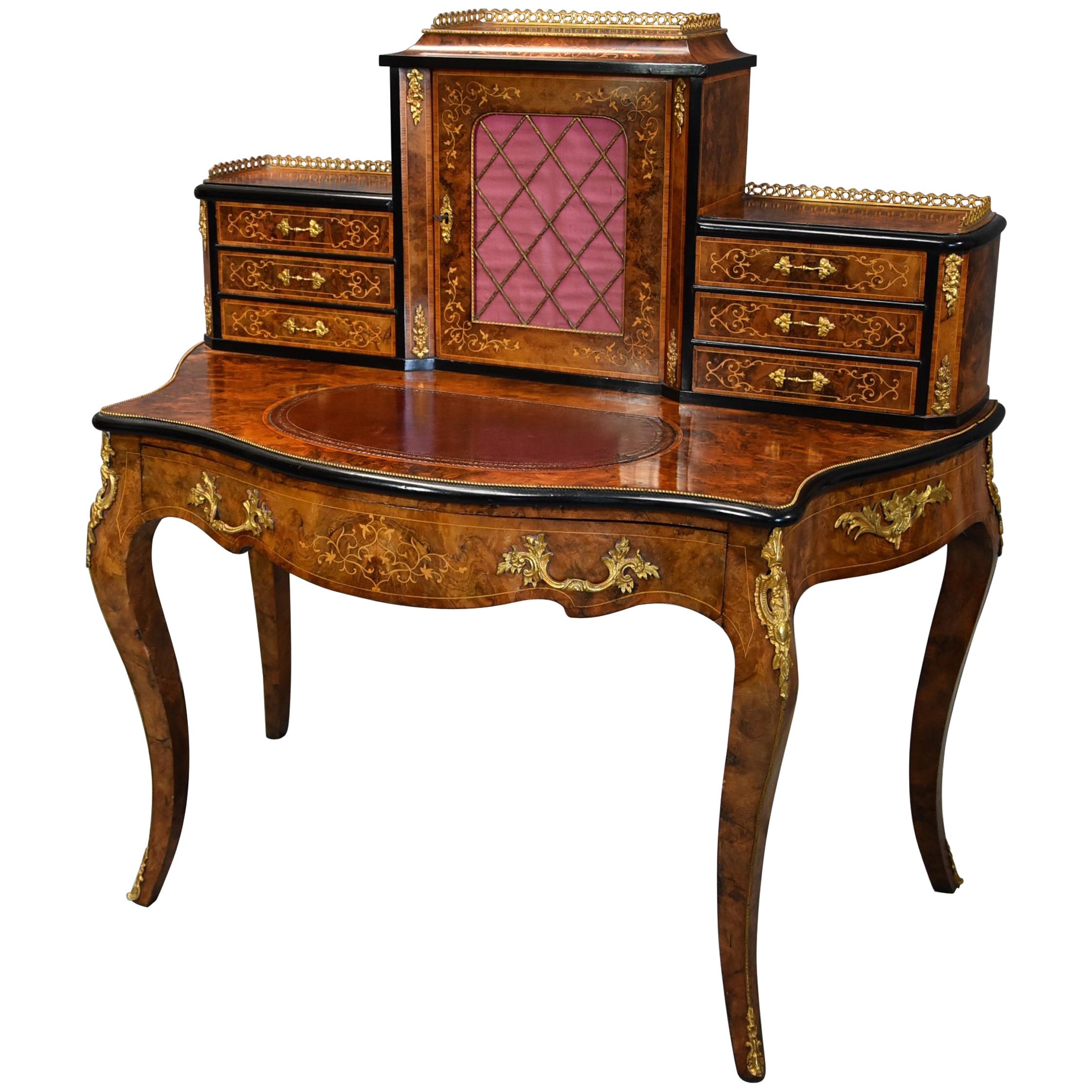 Mid-19th Century Fine Quality Burr Walnut Bonheur de Jour in the French Style For Sale
