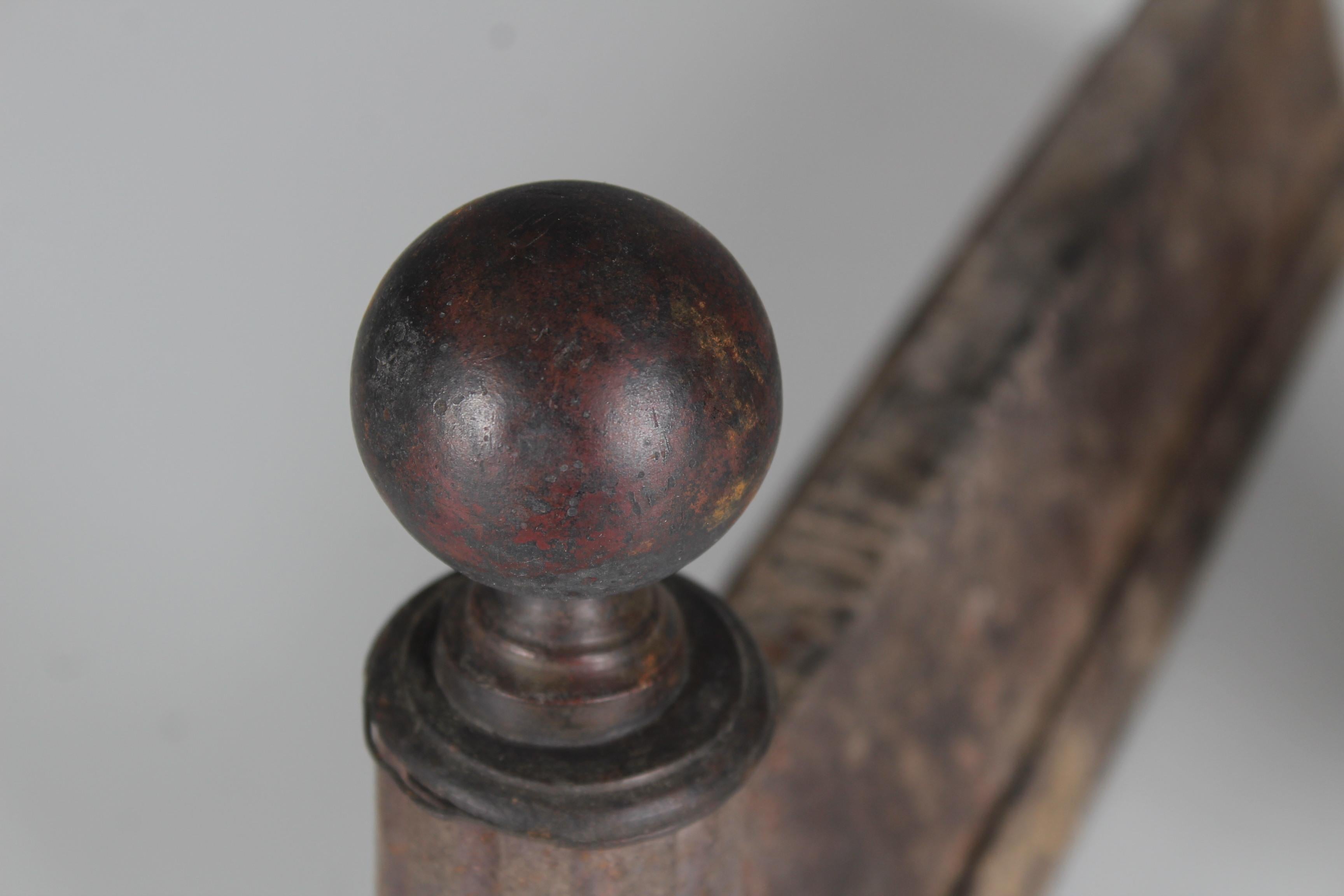 Victorian Mid 19th Century Firedogs, Plain Globe Andirons, Cast Iron, 36 cm For Sale