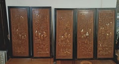 MID-19TH CENTURY FIVE QING-STYLE CARVED WOOD PANELS