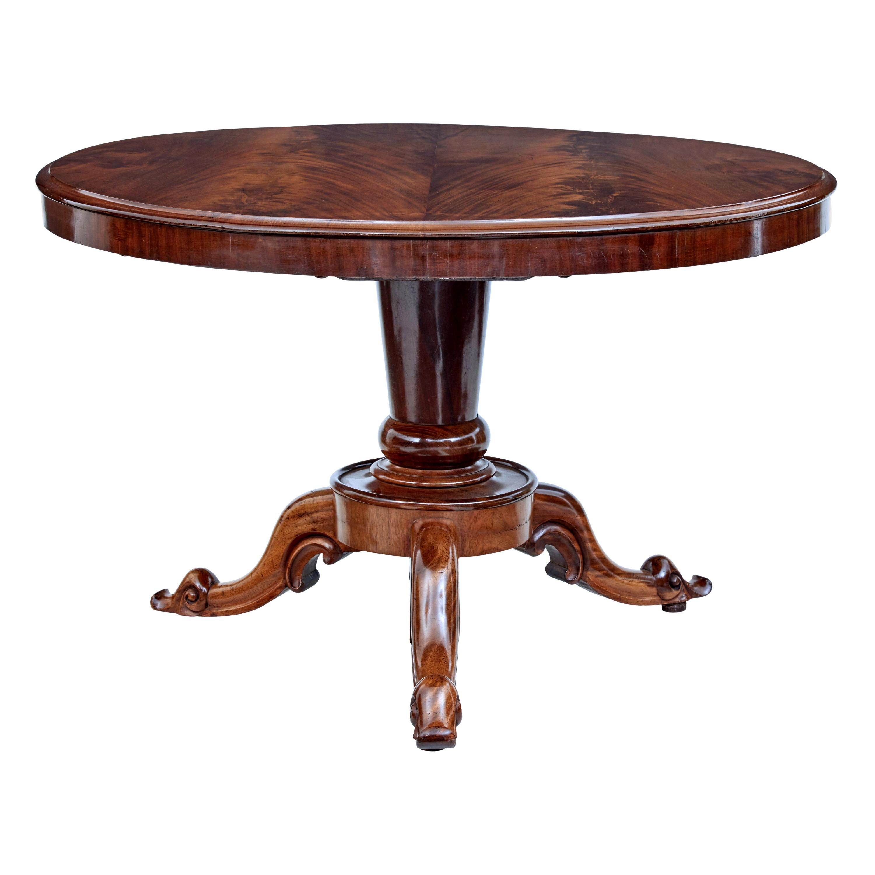 Mid-19th Century Flame Mahogany Tilt-Top Breakfast Table