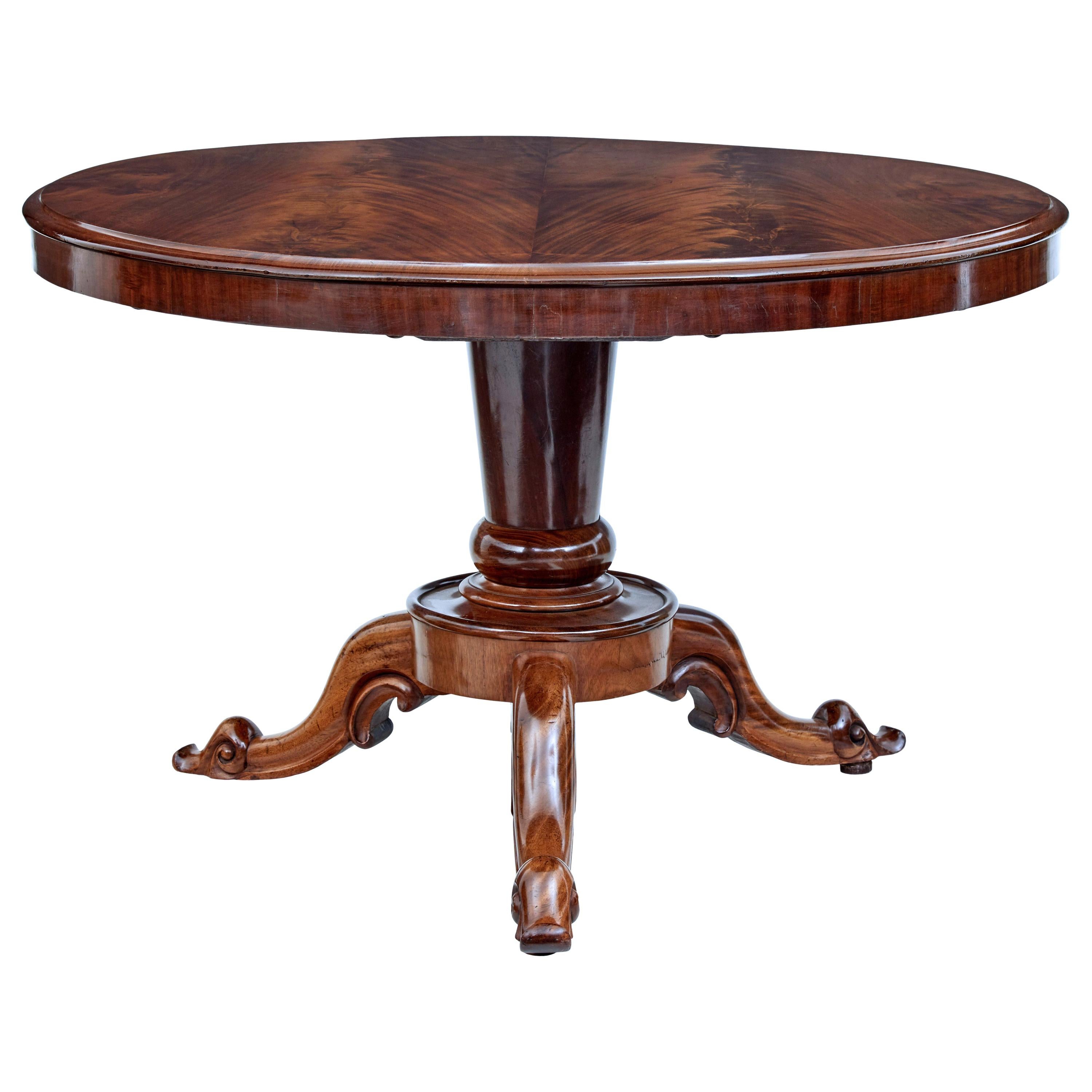 Mid 19th Century Flame Mahogany Tilt Top Breakfast Table