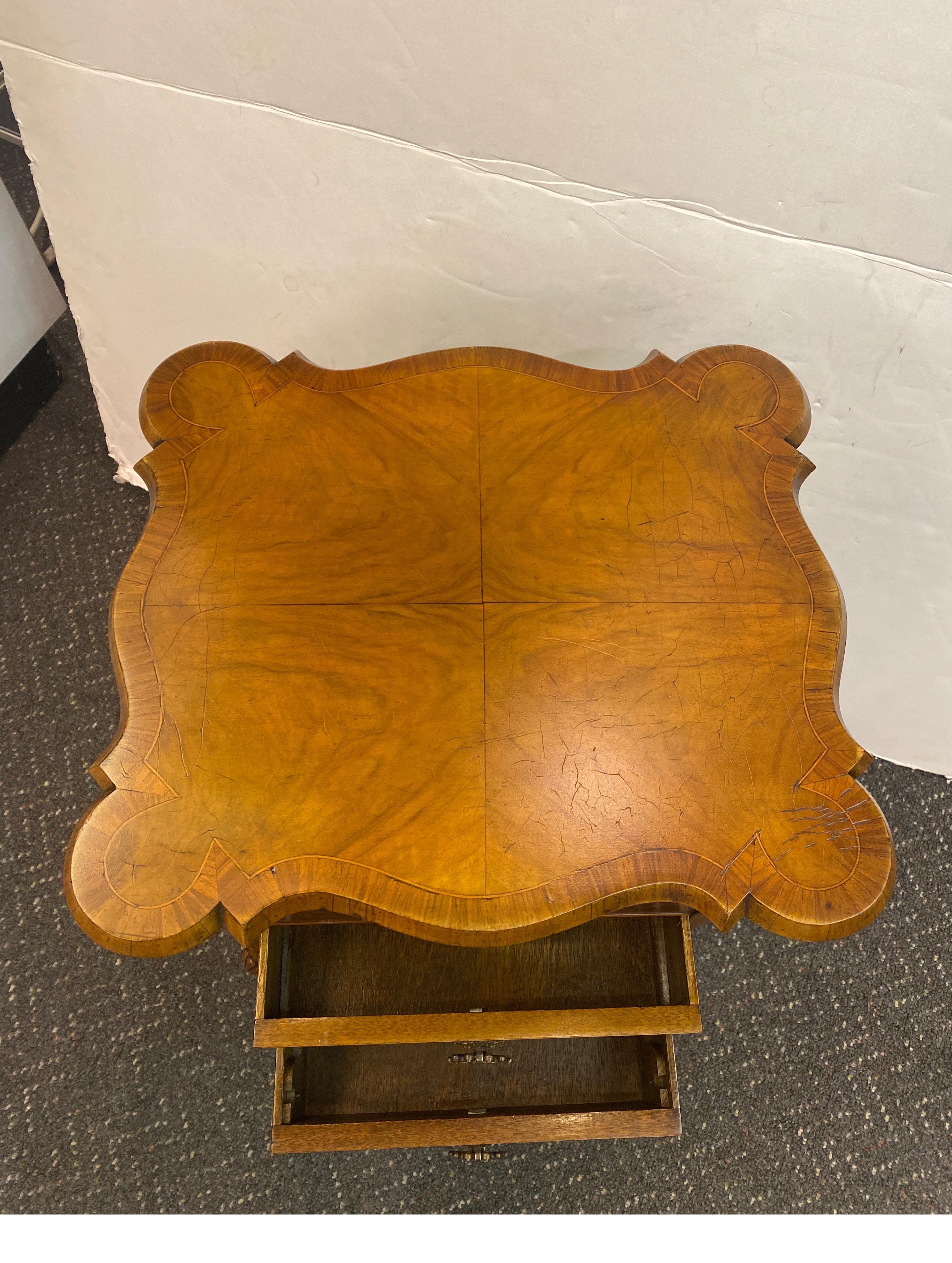 Mid 19th Century Flame Walnut Sewing Table Cabinet In Good Condition For Sale In Lambertville, NJ