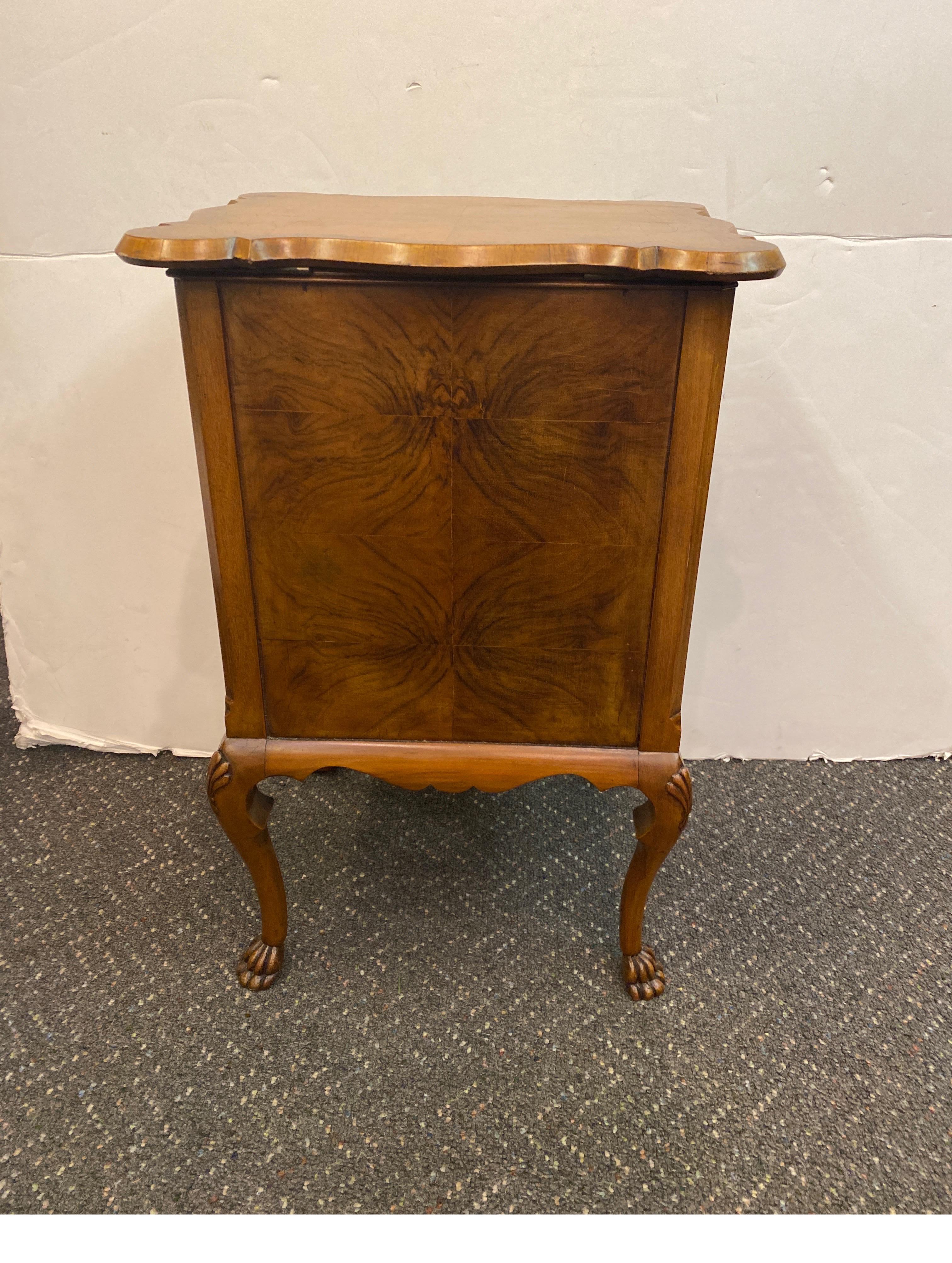 Mid 19th Century Flame Walnut Sewing Table Cabinet For Sale 3