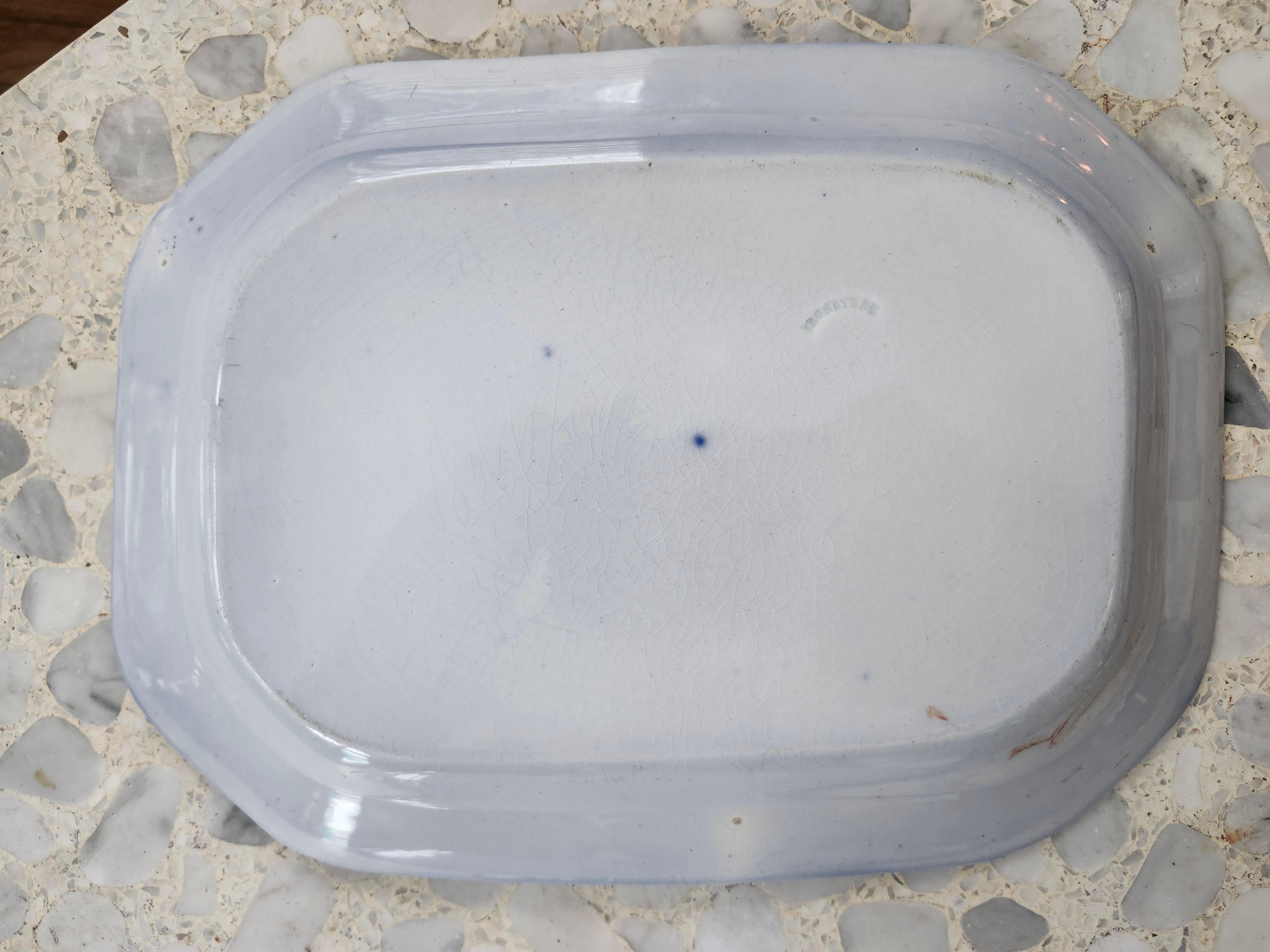 Mid-19th Century Mid 19th Century Flow Blue Nesting Platters (2) Ironstone For Sale