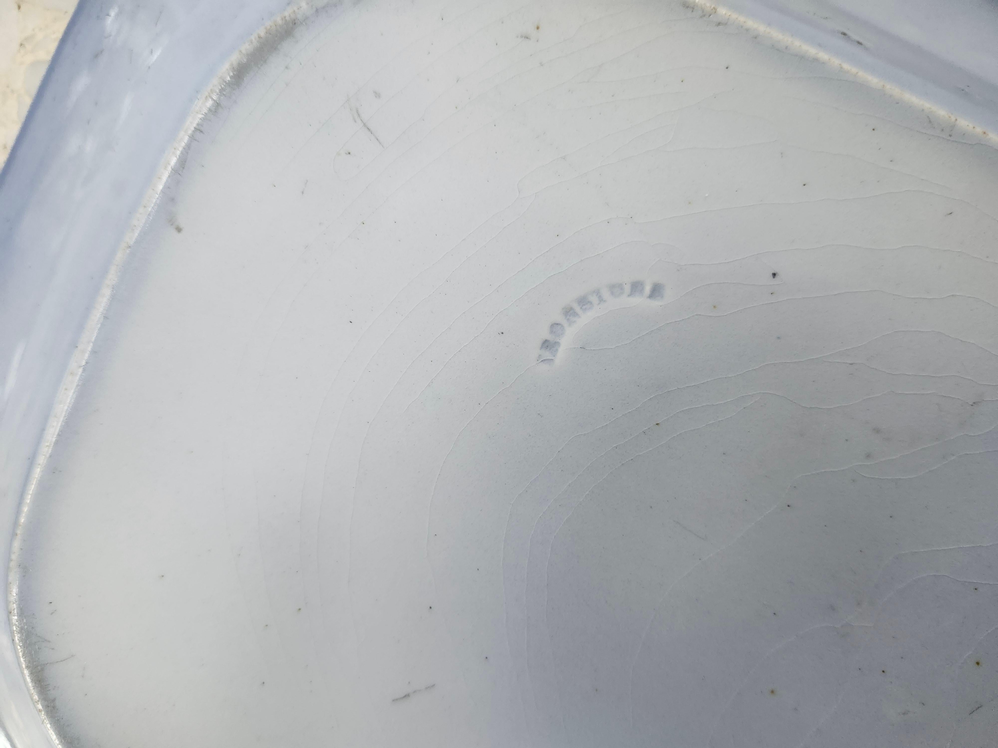 Paste Mid 19th Century Flow Blue Nesting Platters (2) Ironstone For Sale